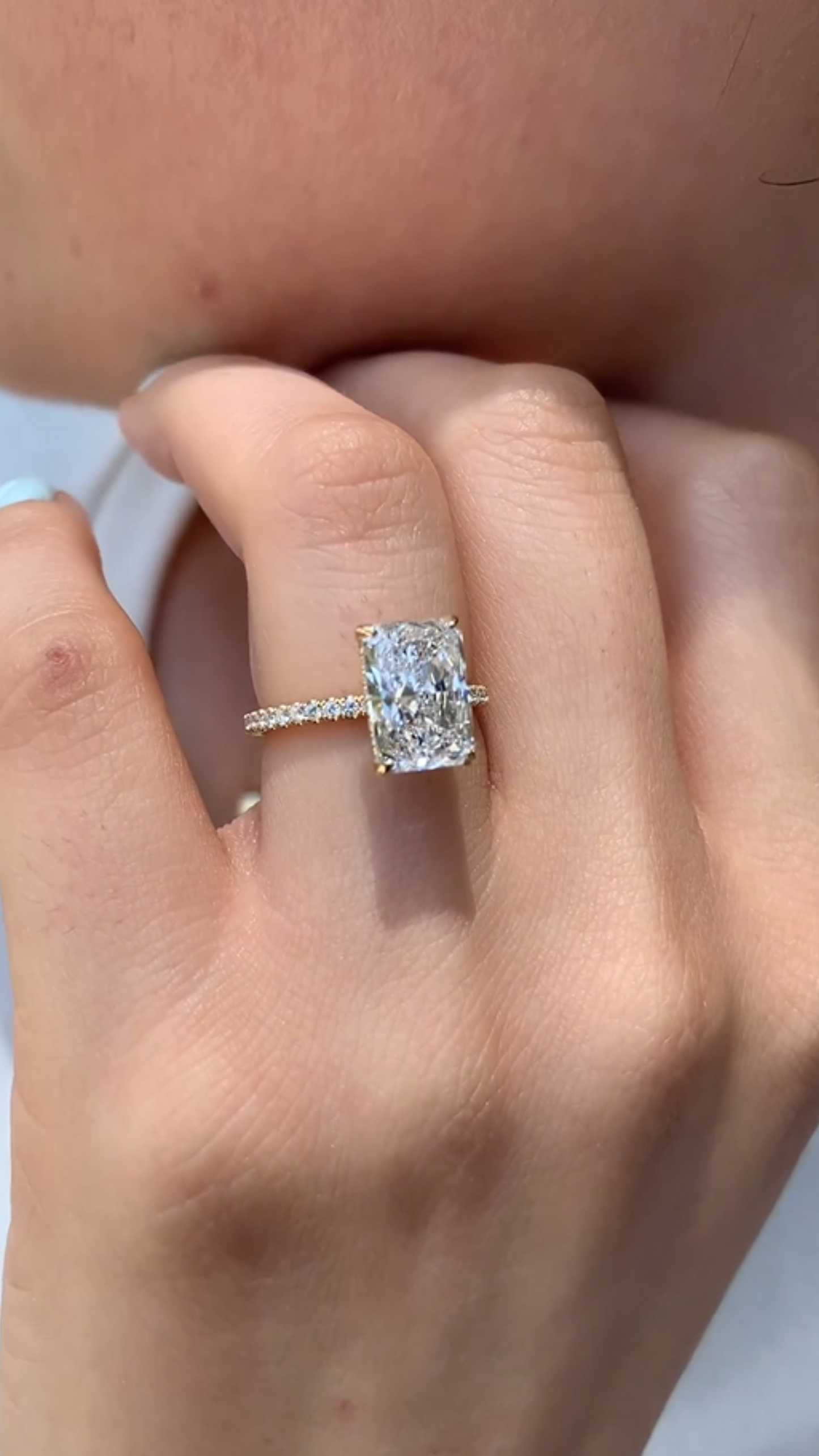 2 Carat Radiant Cut Engagement Ring with Pave Diamond Band - Evara Jewelry LLC