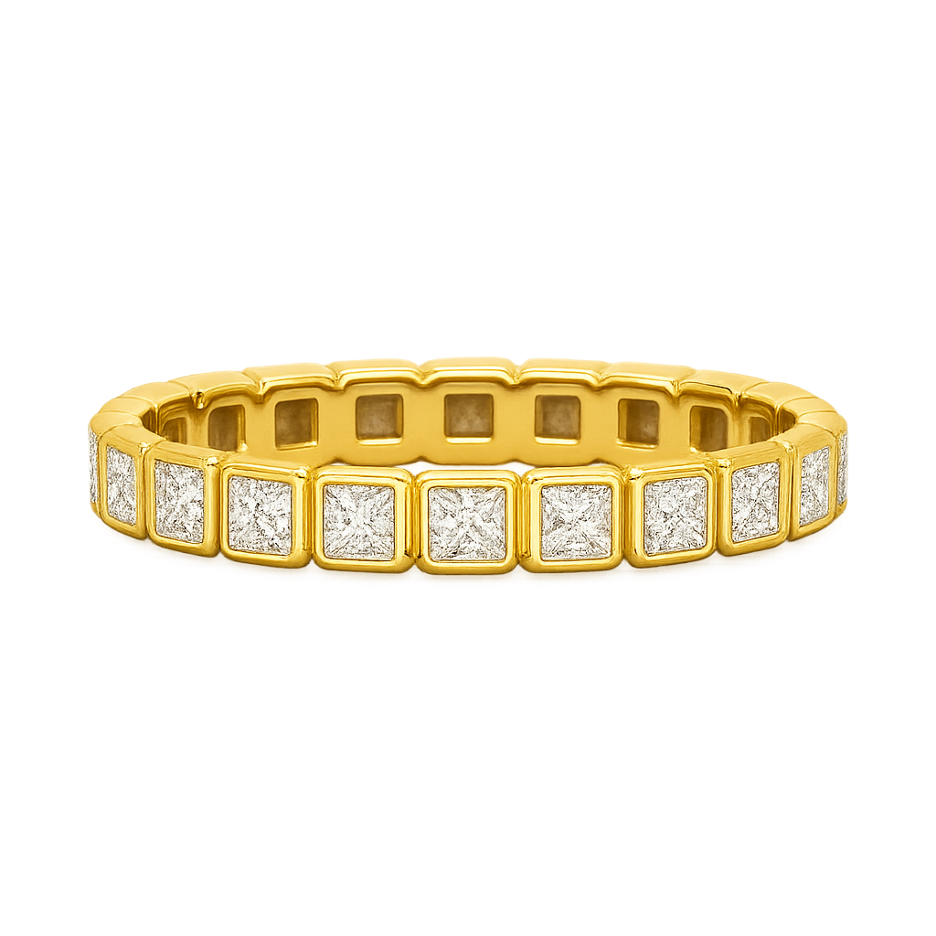 Bezel Set Eternity Band with Princess Cut Lab Grown Diamonds