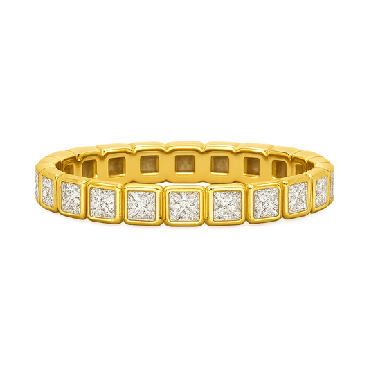 Bezel Set Eternity Band with Princess Cut Lab Grown Diamonds