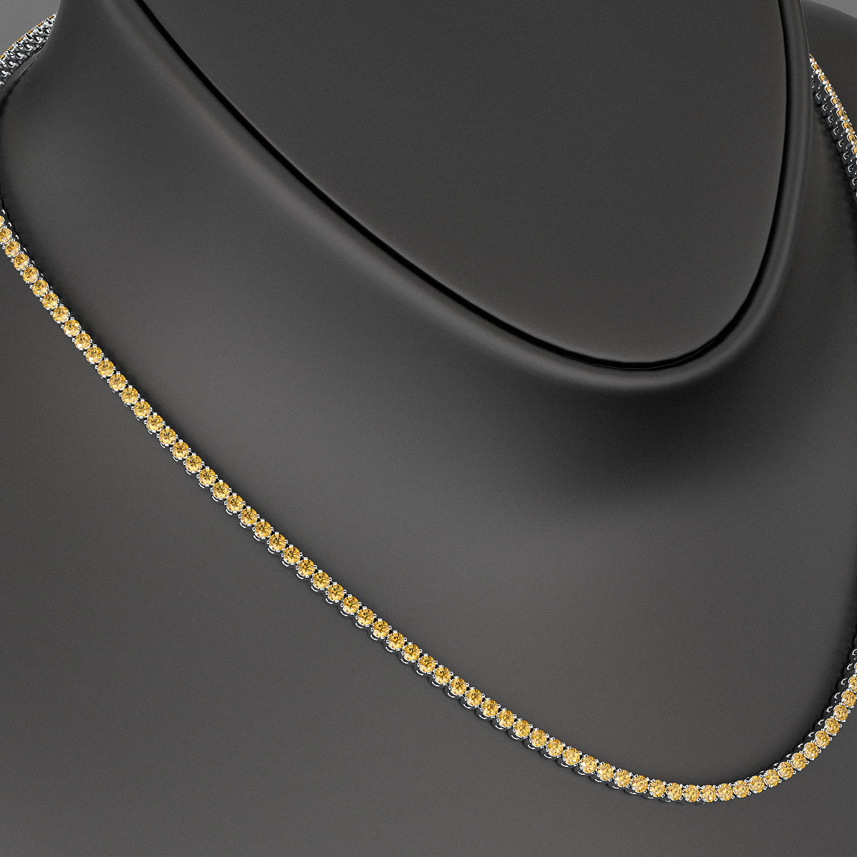 Yellow Sapphire Tennis Necklace in 14K/18K Yellow Gold