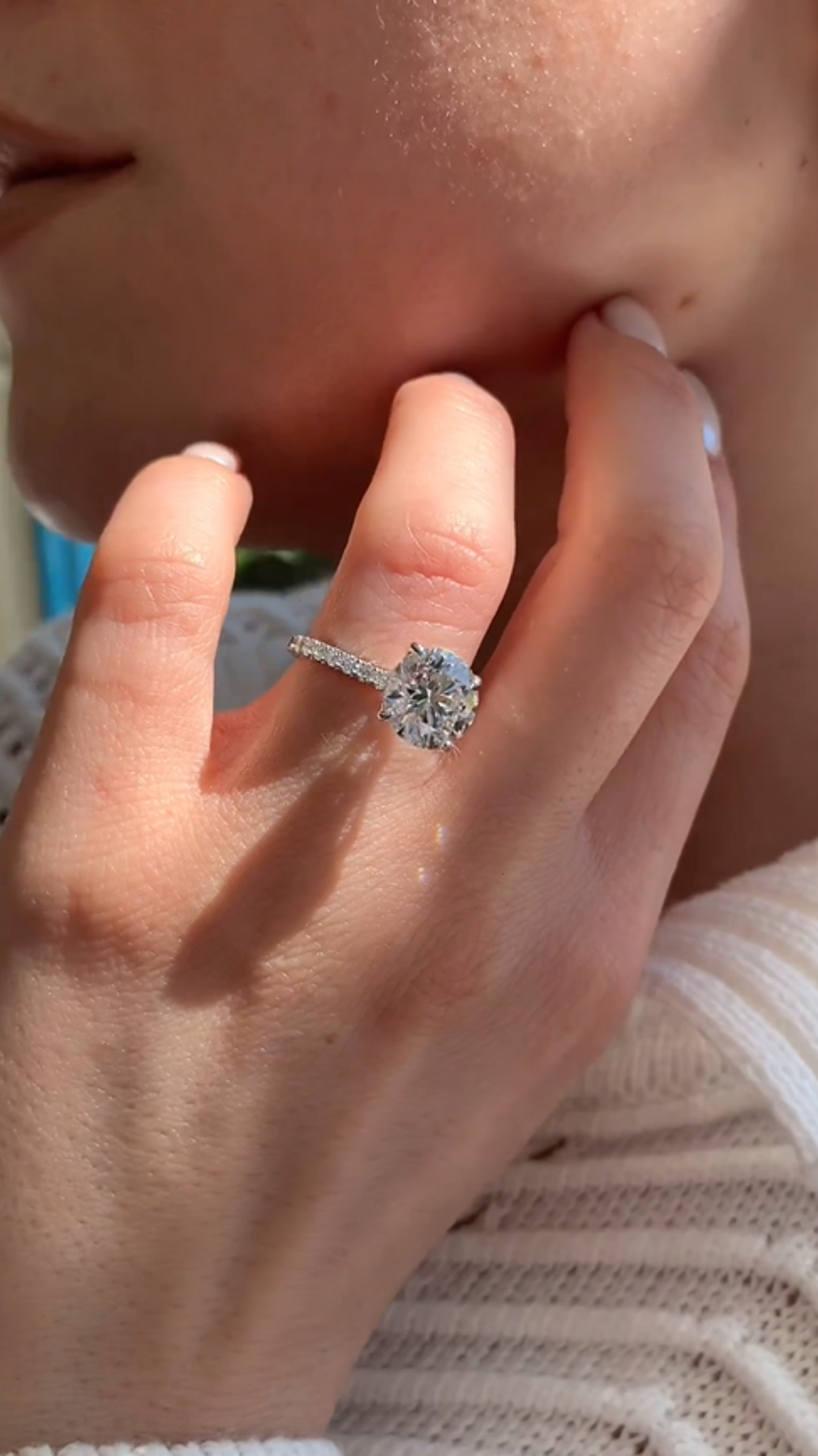 3.00 Carat Round Cut Minimalist Pave Engagement Ring with Hidden Halo - Evara Jewelry LLC