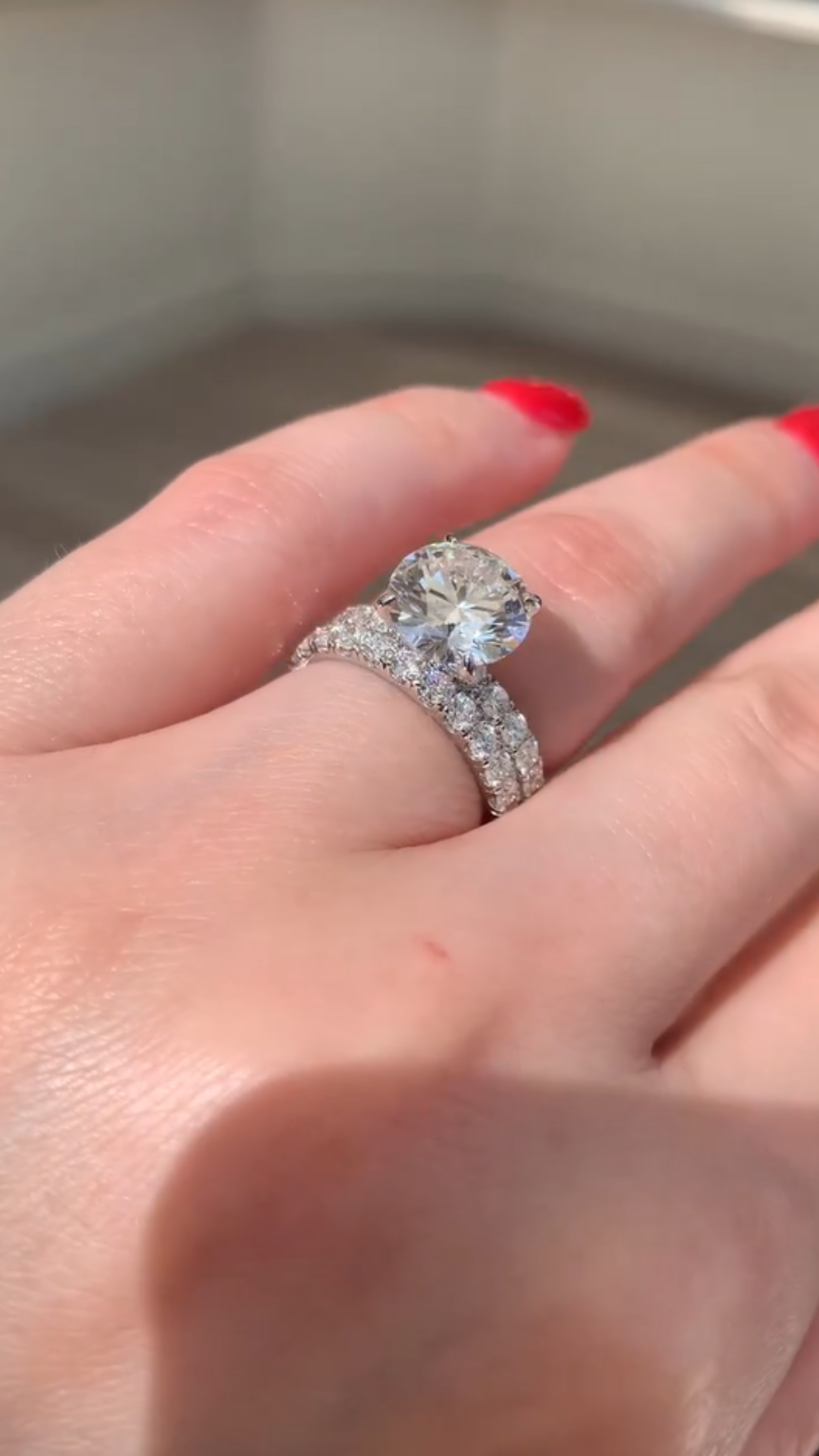 3 Carat Round Lab Grown Diamond Classic Wedding Ring with Pave Band - Evara Jewelry LLC