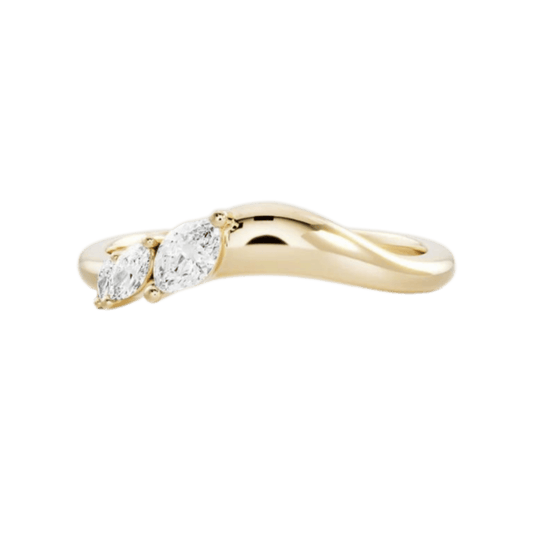 Curved Marquise Band With Lab Grown Diamonds in Solid Gold