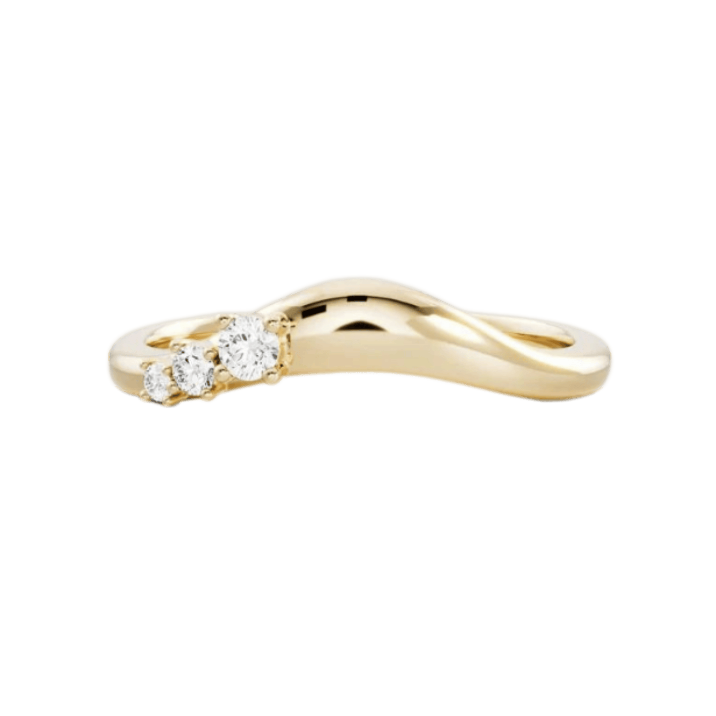 Curved Round Band With Lab Grown Diamonds in Solid Gold