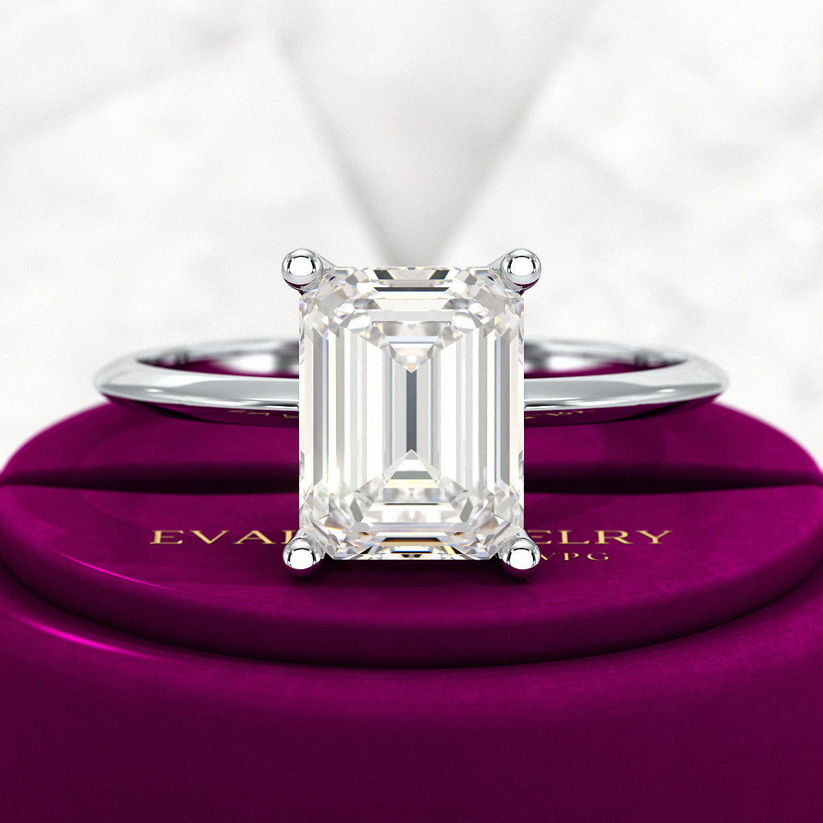 2 Carat Emerald Cut Diamond Knife Edge Solitaire Engagement Ring - Evara Jewelry LLC