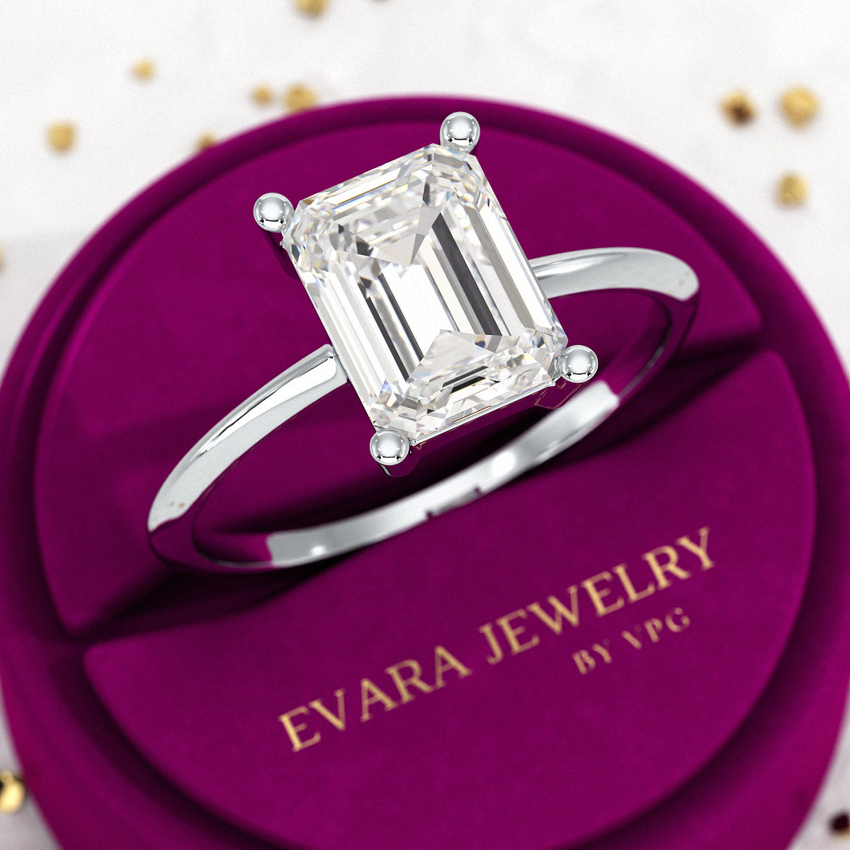 2 Carat Emerald Cut Diamond Knife Edge Solitaire Engagement Ring - Evara Jewelry LLC