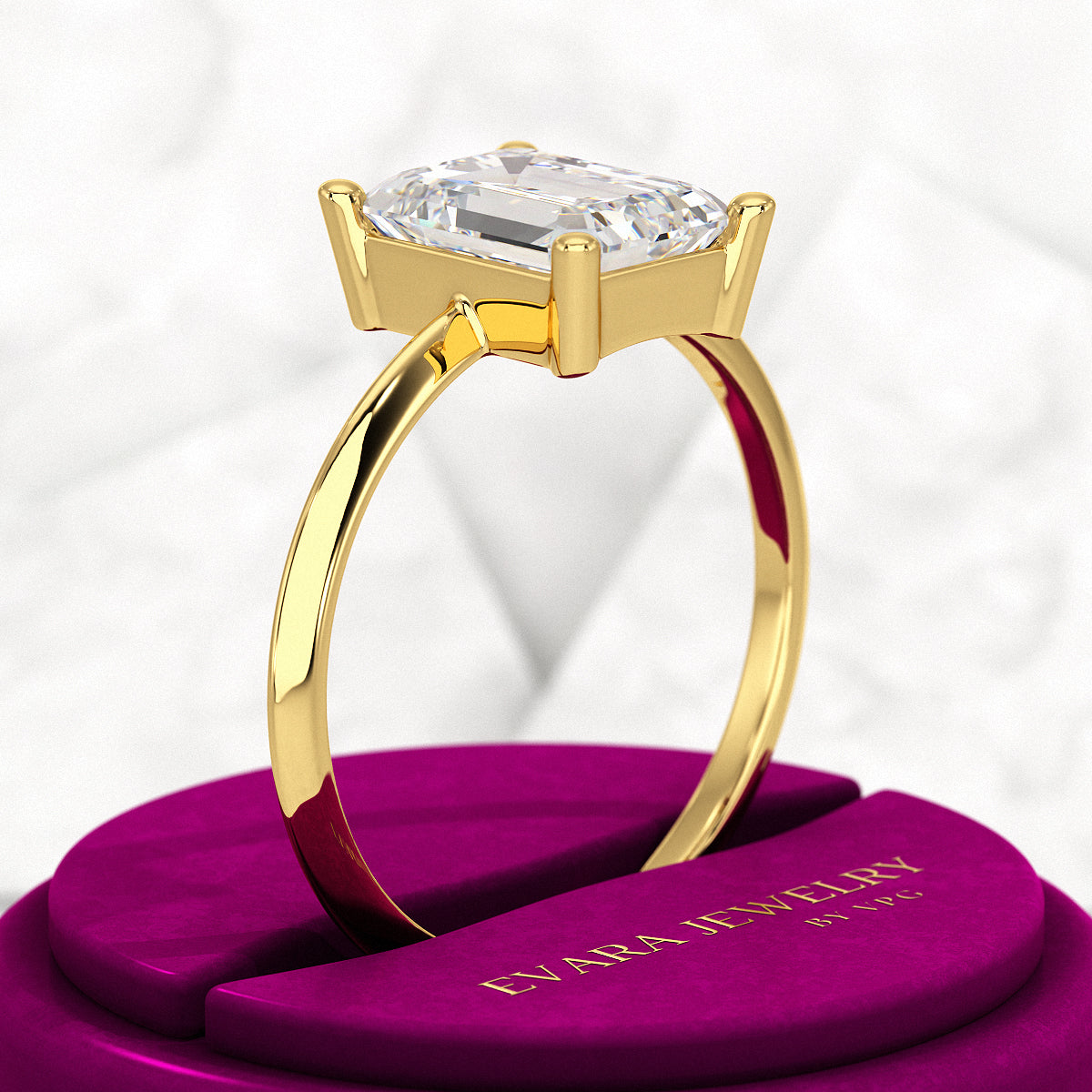 2 Carat Emerald Cut Diamond Knife Edge Solitaire Engagement Ring - Evara Jewelry LLC