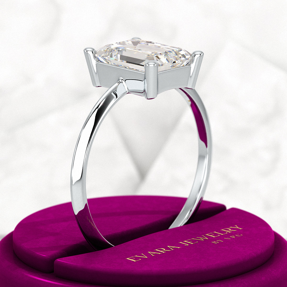 2 Carat Emerald Cut Diamond Knife Edge Solitaire Engagement Ring - Evara Jewelry LLC