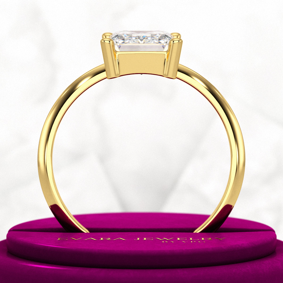 2 Carat Emerald Cut Diamond Knife Edge Solitaire Engagement Ring - Evara Jewelry LLC