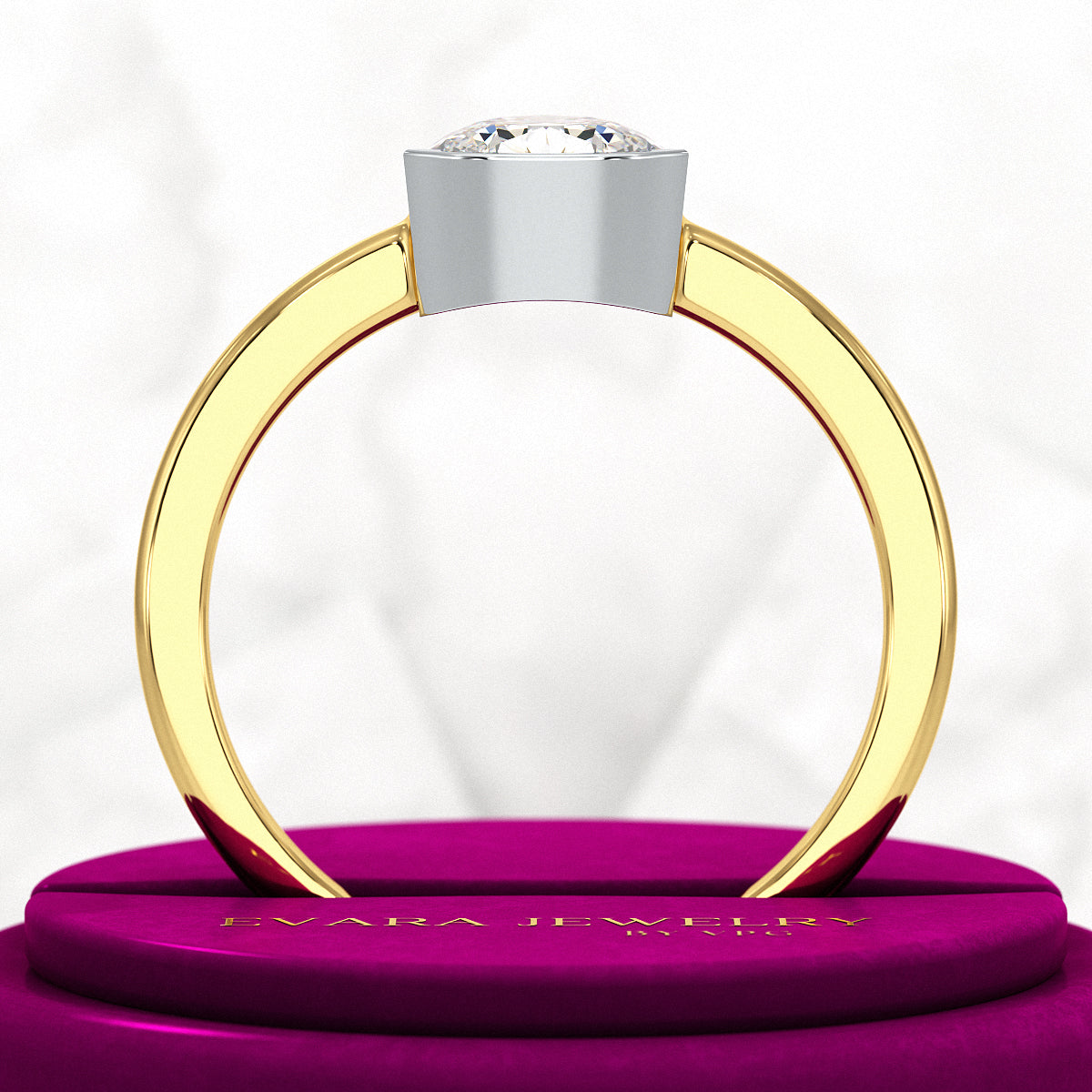 2 Carat Pear Cut Diamond Half Bezel Set Solitaire Engagement Ring - Evara Jewelry LLC