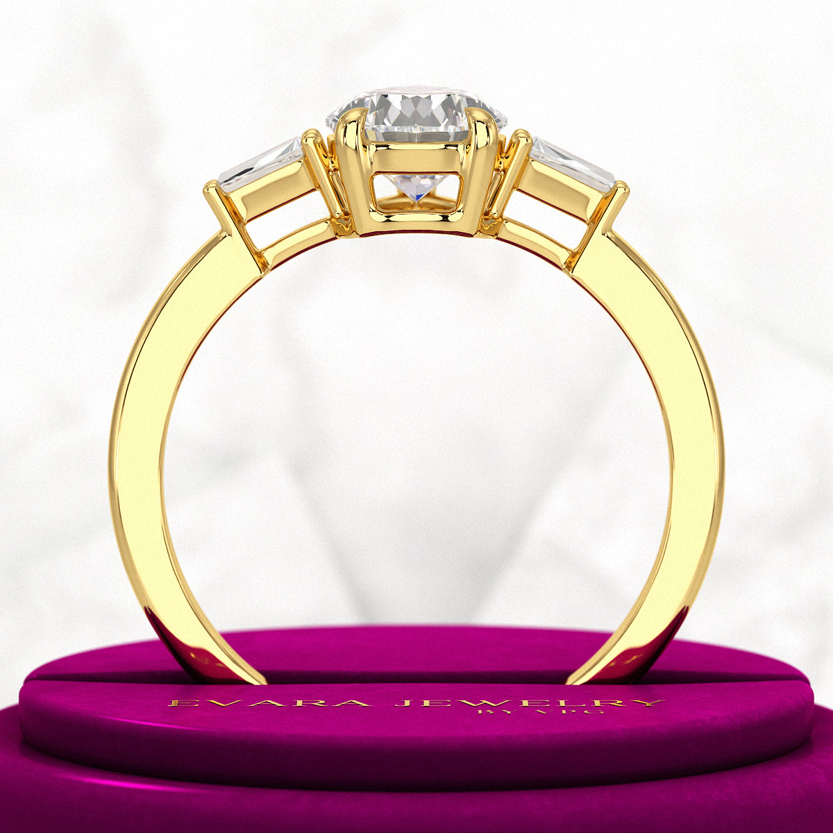 1.50 Carat Pear Cut Diamond Trilogy Engagement Ring - Evara Jewelry LLC