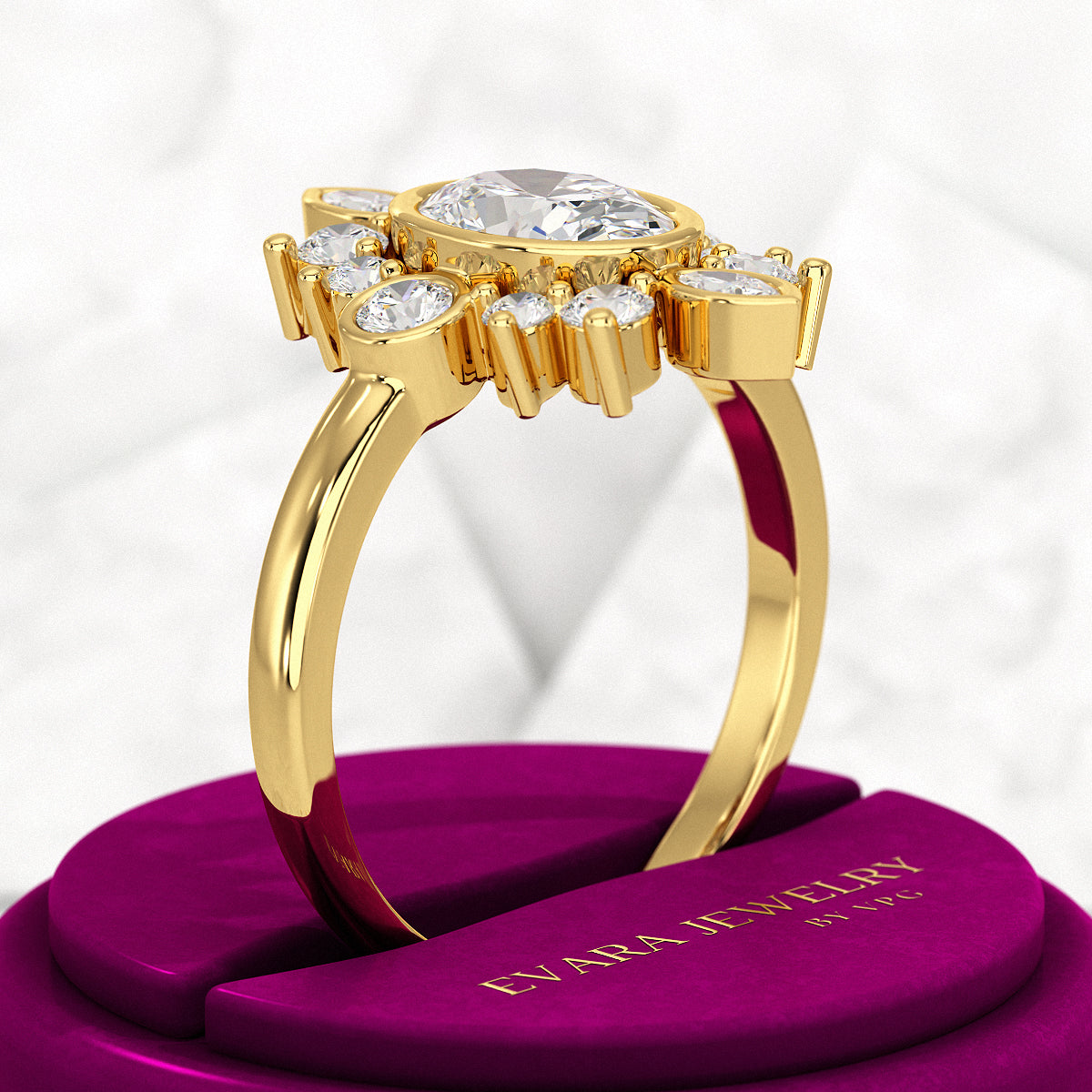 1.72 TCW Oval Diamond Art Deco Wedding Ring - Evara Jewelry LLC