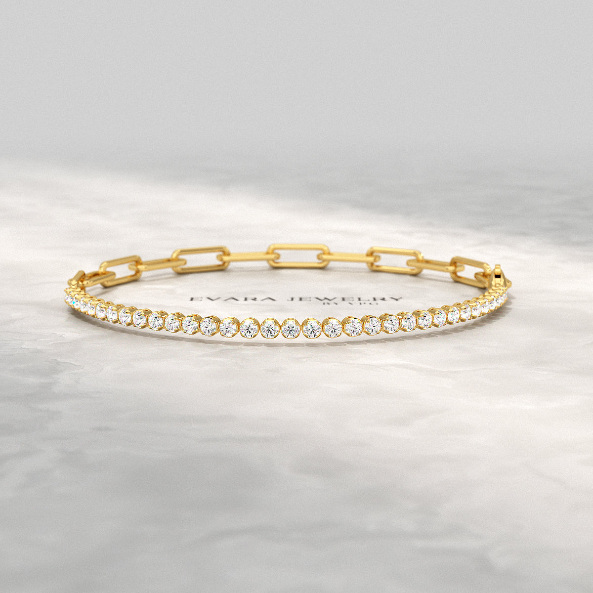 1.38 Carats Diamond & Paperclip 50-50 Tennis Bracelet - Lab Grown Diamond