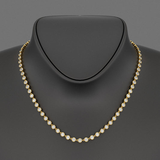 8.24 Carats Bezel Set Round Cut Diamond Choker Necklace 14K Gold