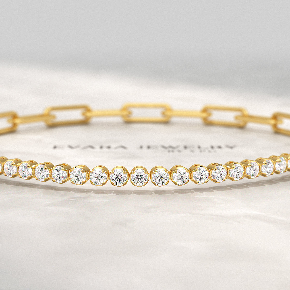 1.38 Carats Diamond & Paperclip 50-50 Tennis Bracelet - Lab Grown Diamond