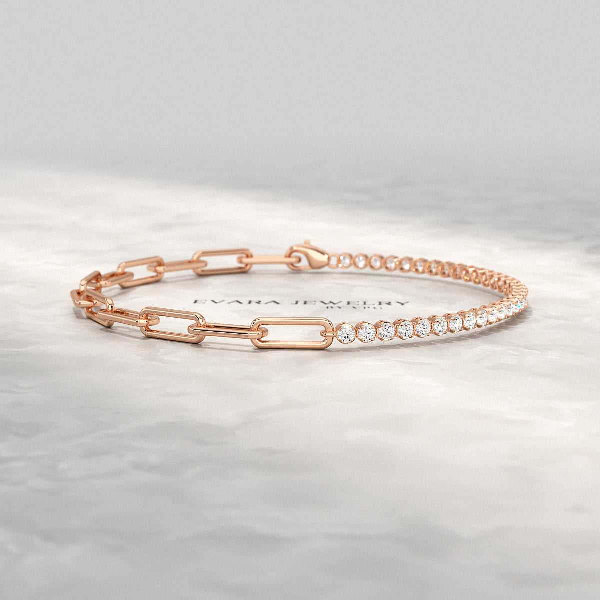 1.38 Carats Diamond & Paperclip 50-50 Tennis Bracelet - Lab Grown Diamond