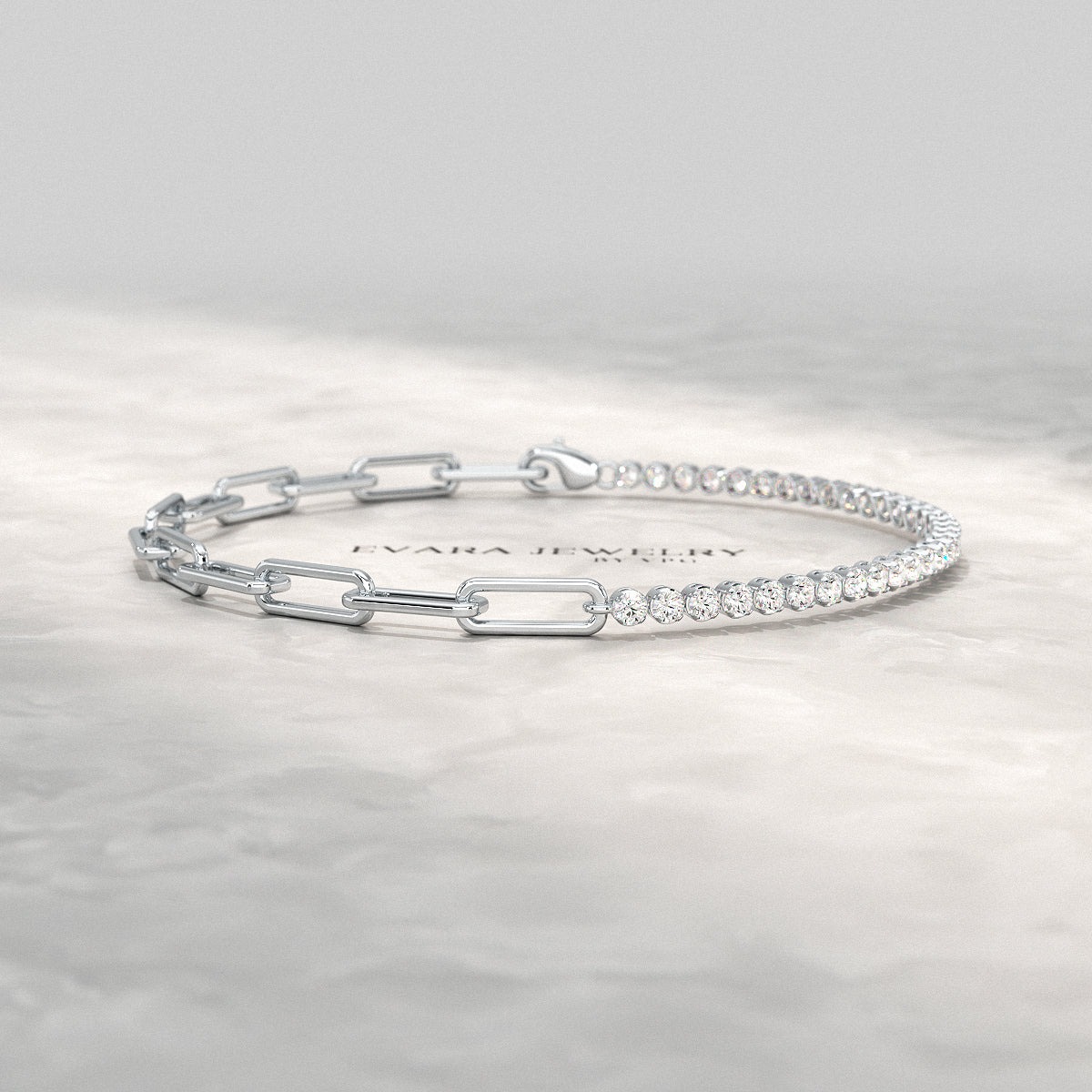 1.38 Carats Diamond & Paperclip 50-50 Tennis Bracelet - Lab Grown Diamond