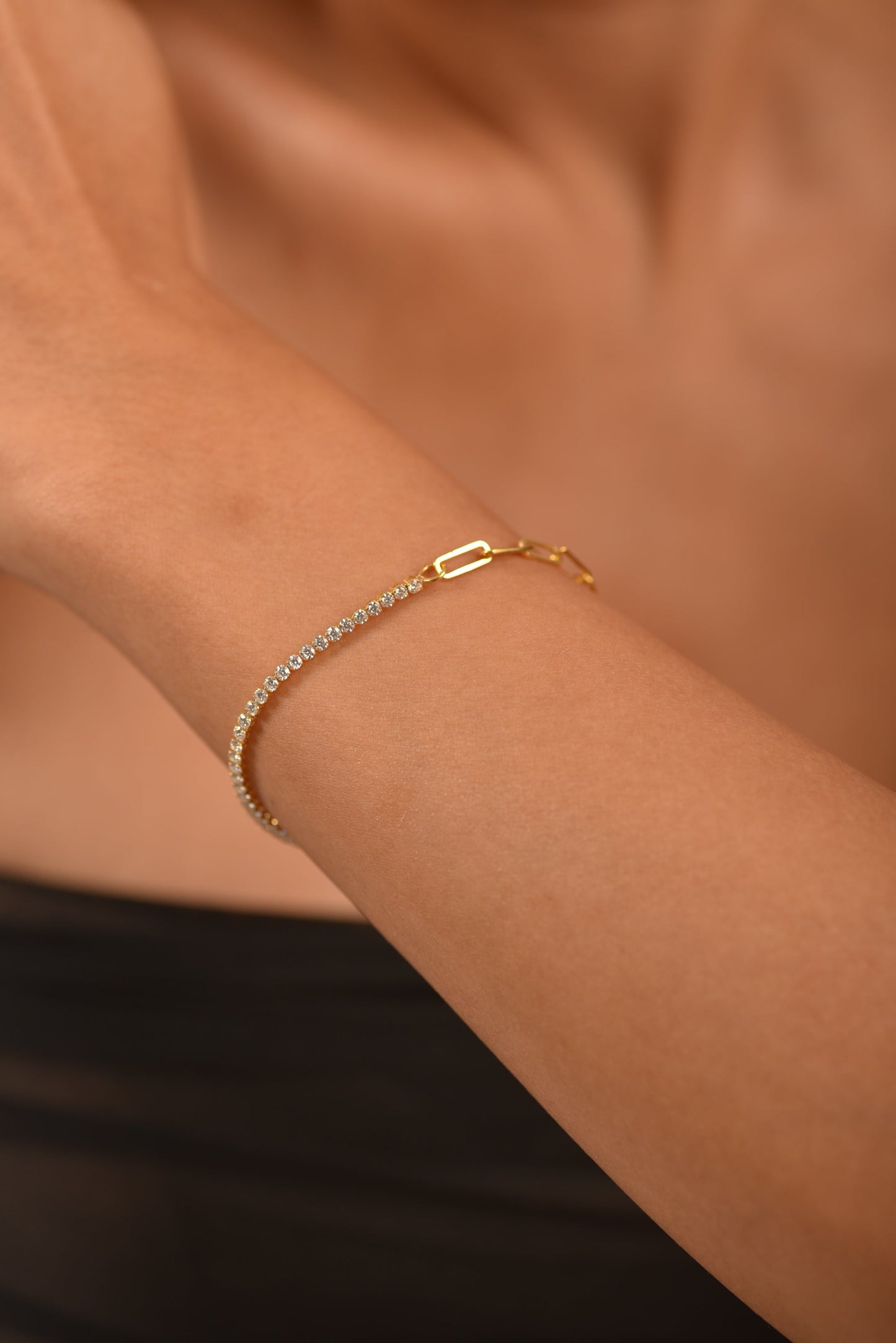 1.38 Carats Diamond & Paperclip 50-50 Tennis Bracelet - Lab Grown Diamond