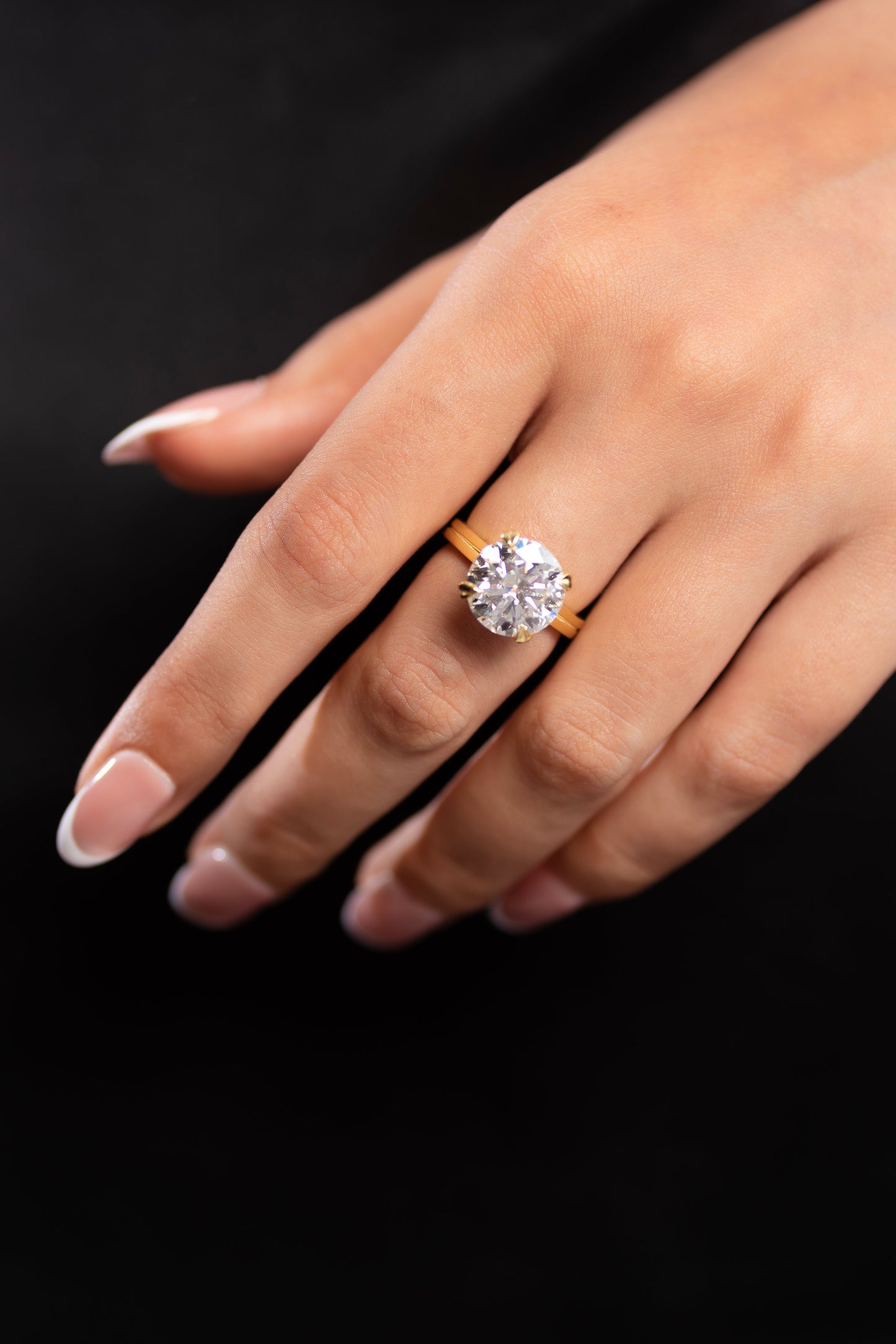 5 Carat Round Cut Lab Grown Diamond Twin Band Engagement Ring