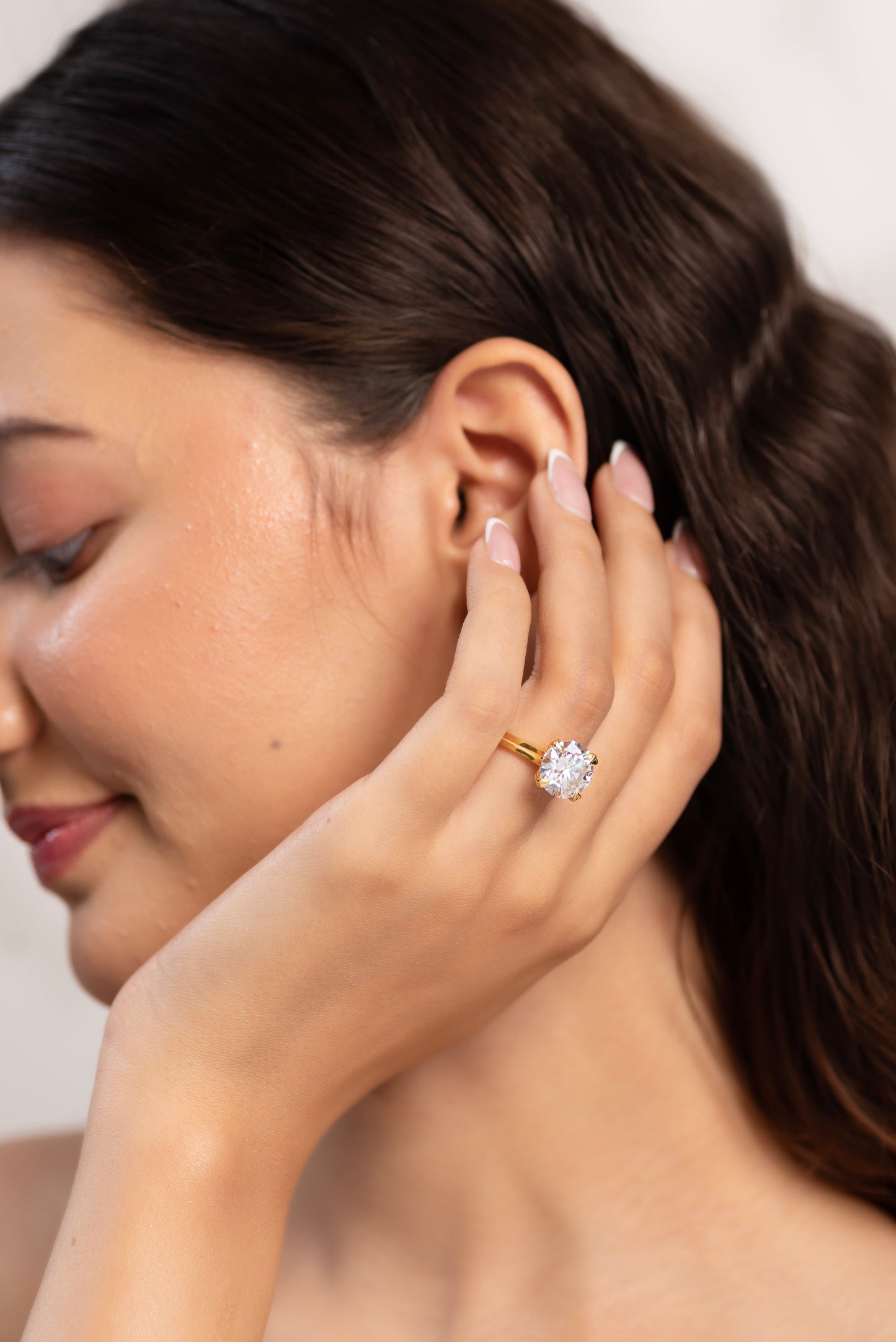 5 Carat Round Cut Lab Grown Diamond Twin Band Engagement Ring