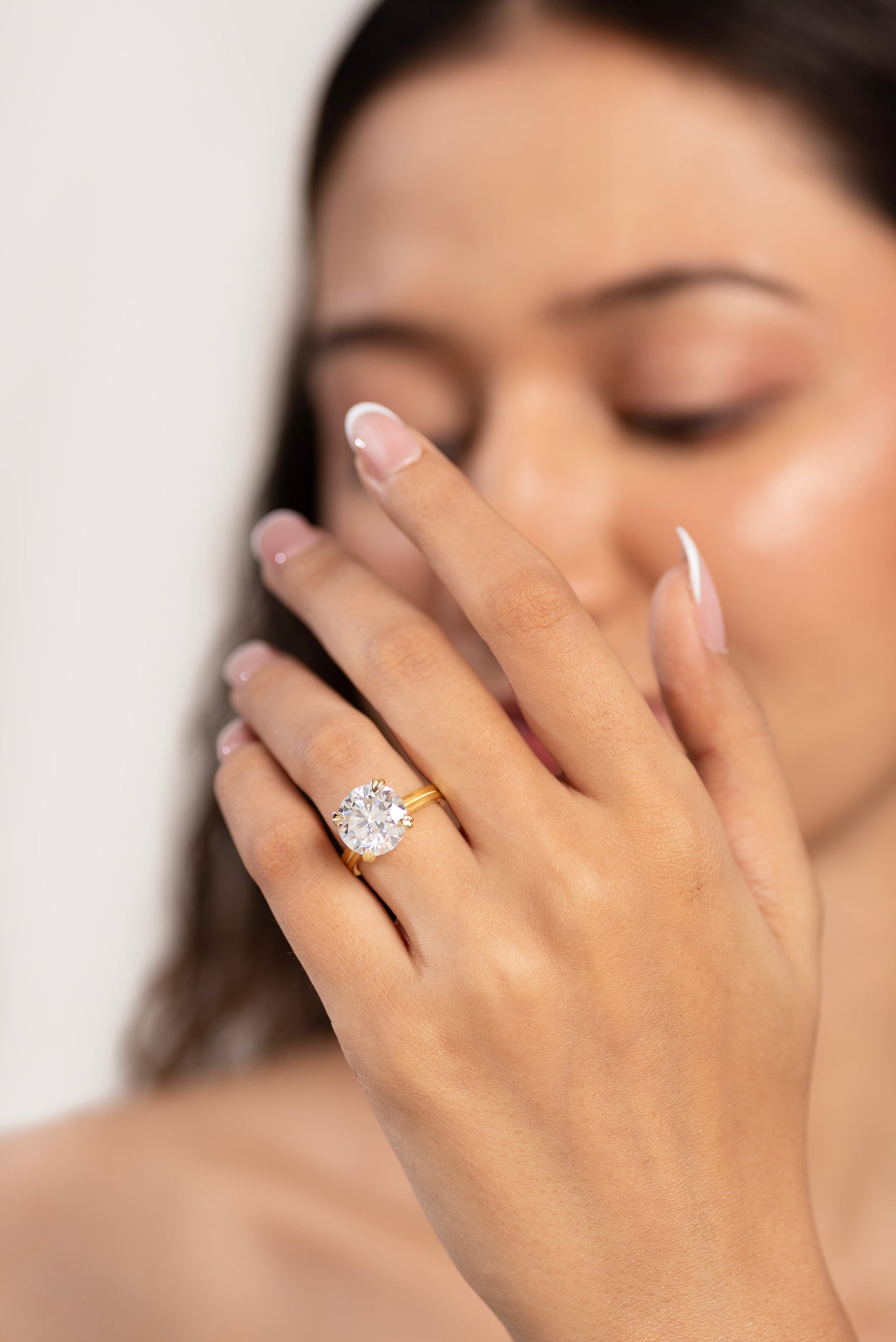 5 Carat Round Cut Lab Grown Diamond Twin Band Engagement Ring