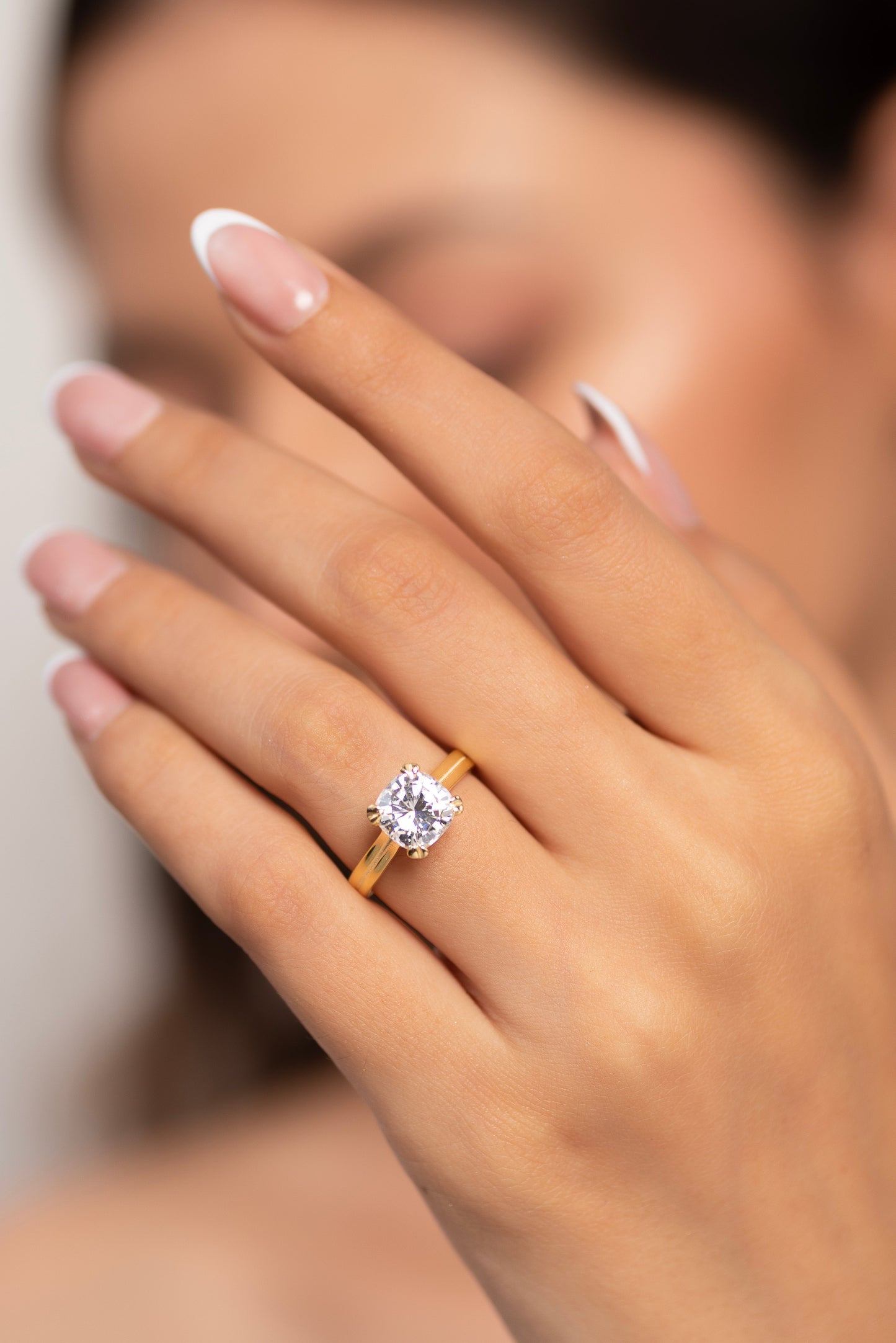 2 Carat Cushion Cut Lab Grown Diamond Twin Band Engagement Ring