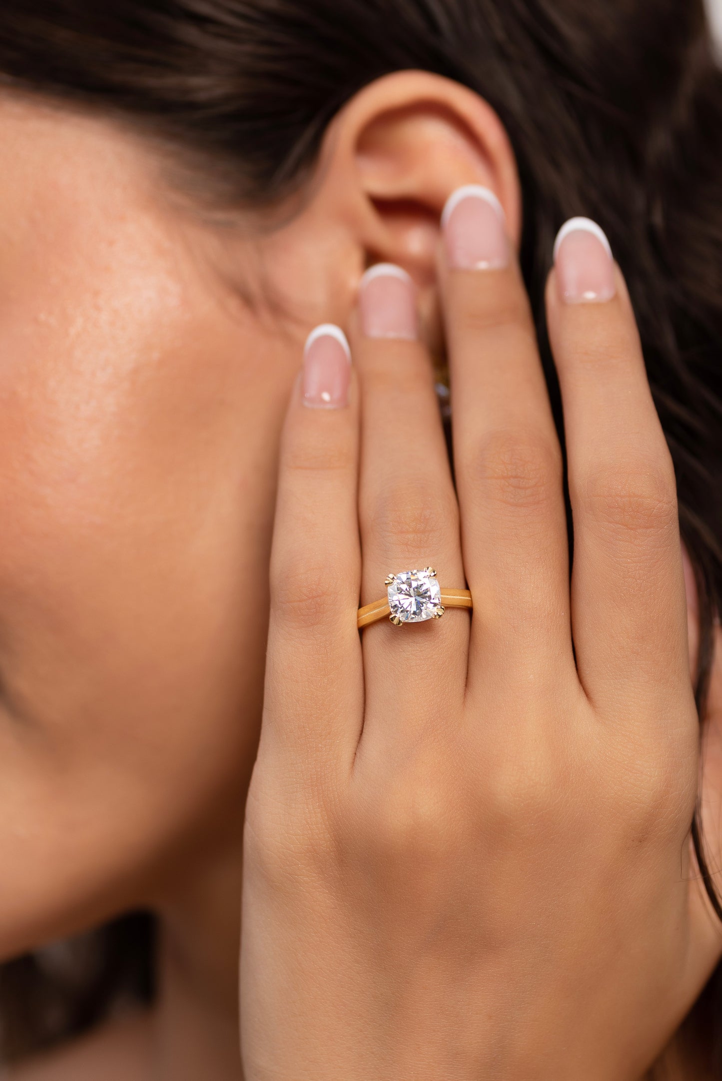 2 Carat Cushion Cut Lab Grown Diamond Twin Band Engagement Ring