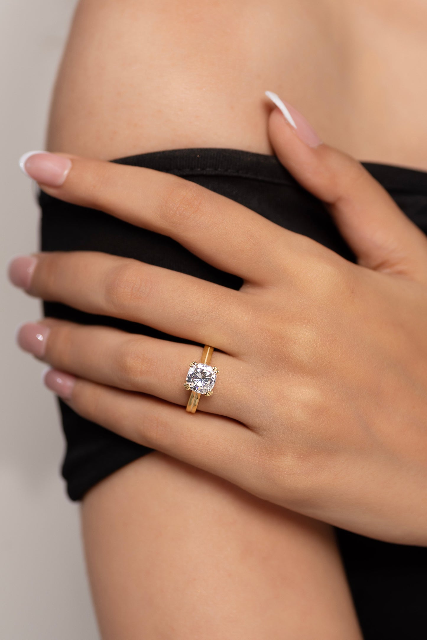 2 Carat Cushion Cut Lab Grown Diamond Twin Band Engagement Ring