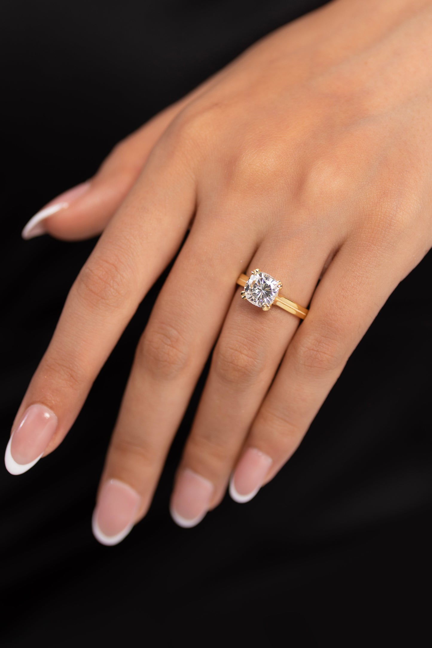 2 Carat Cushion Cut Lab Grown Diamond Twin Band Engagement Ring