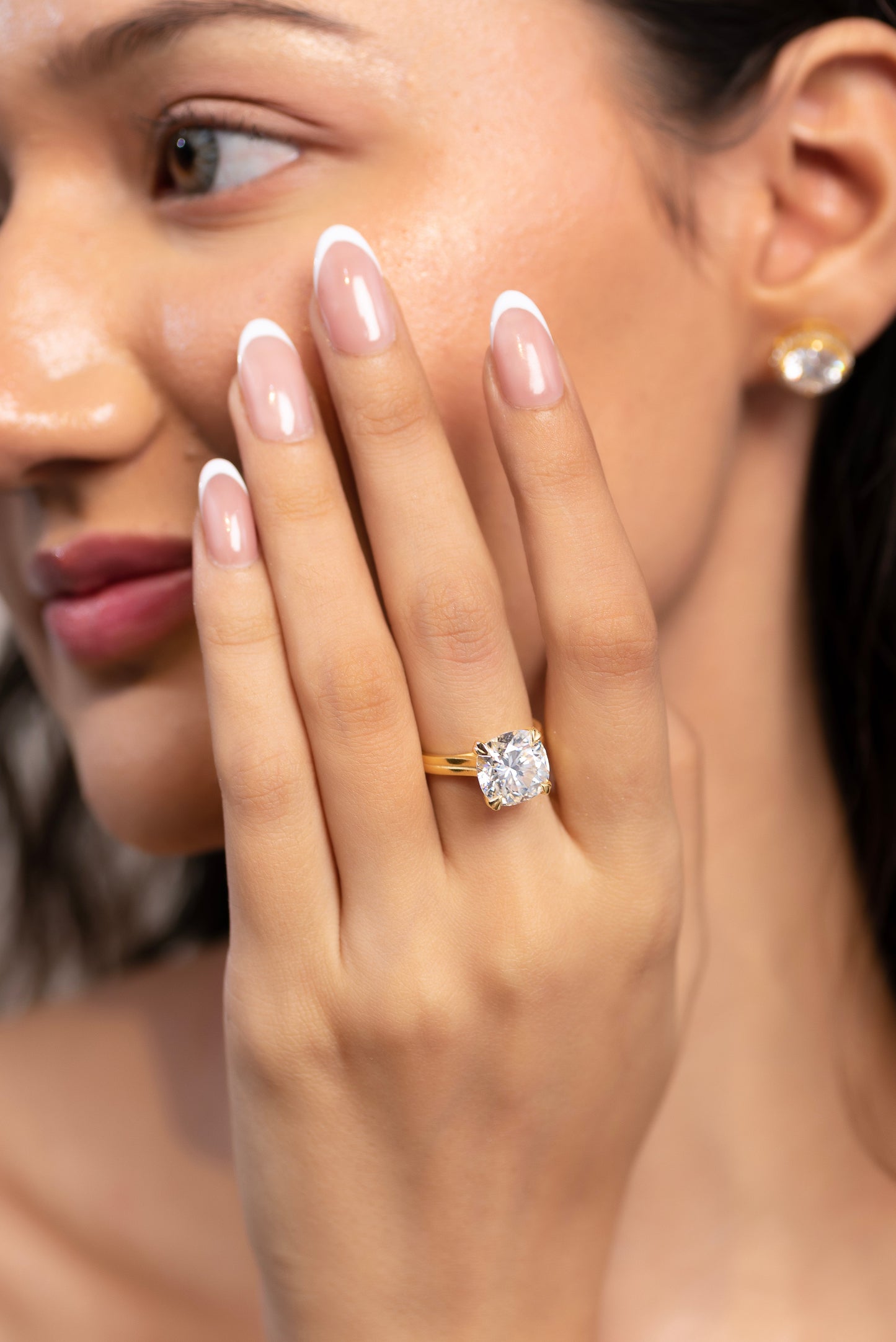 5 Carat Cushion Cut Lab Grown Diamond Twin Band Engagement Ring