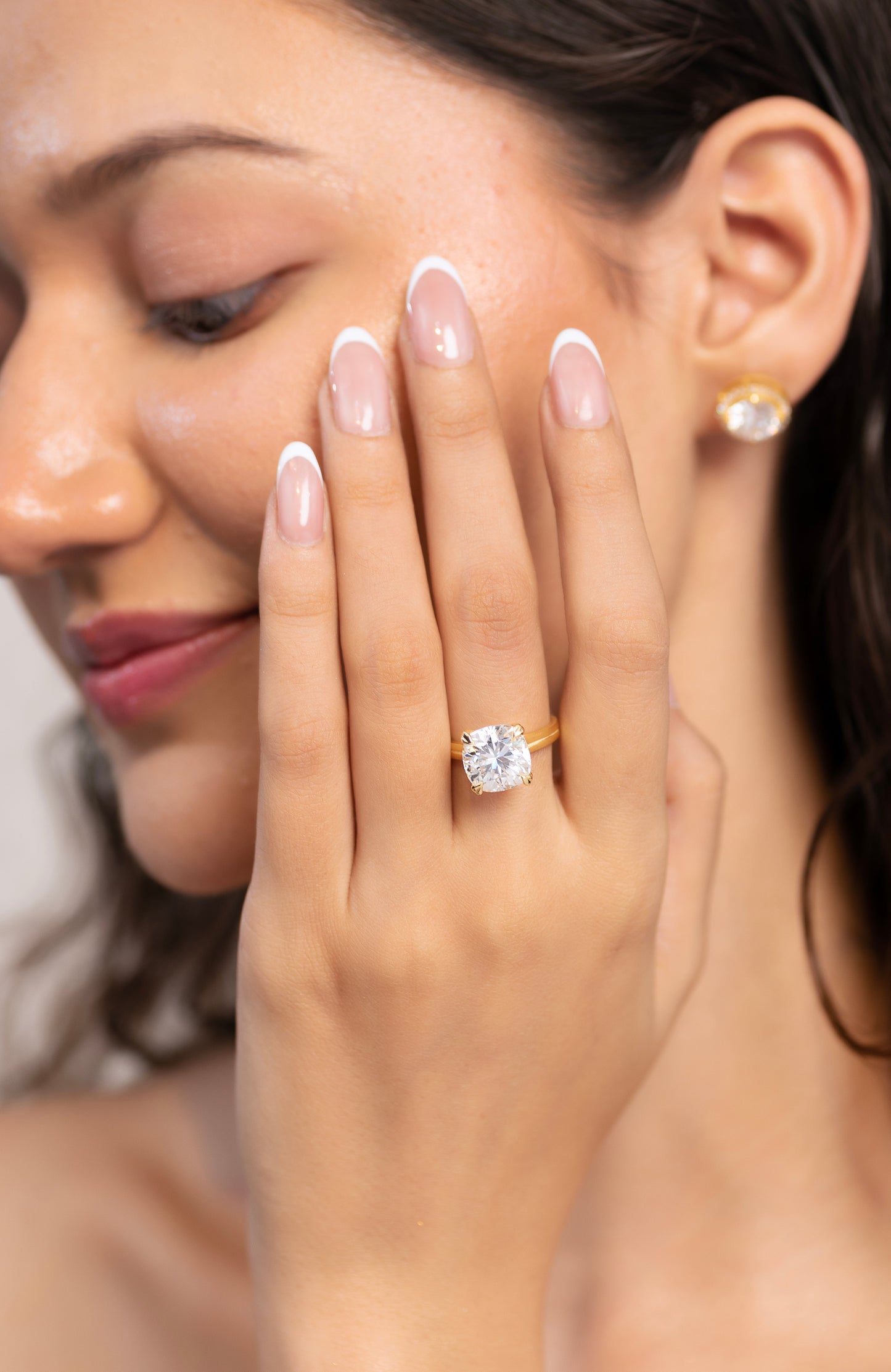 5 Carat Cushion Cut Lab Grown Diamond Twin Band Engagement Ring