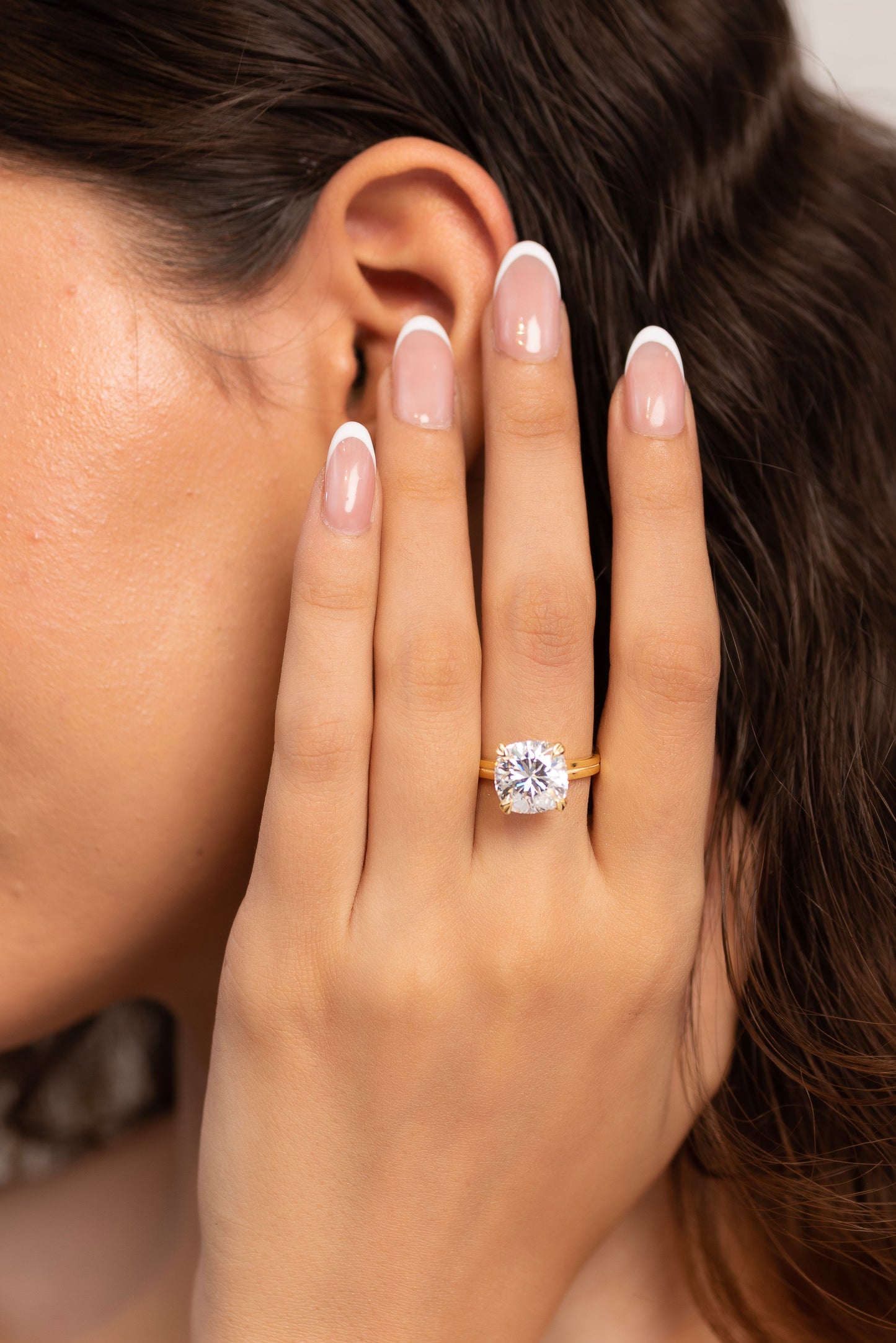 5 Carat Cushion Cut Lab Grown Diamond Twin Band Engagement Ring