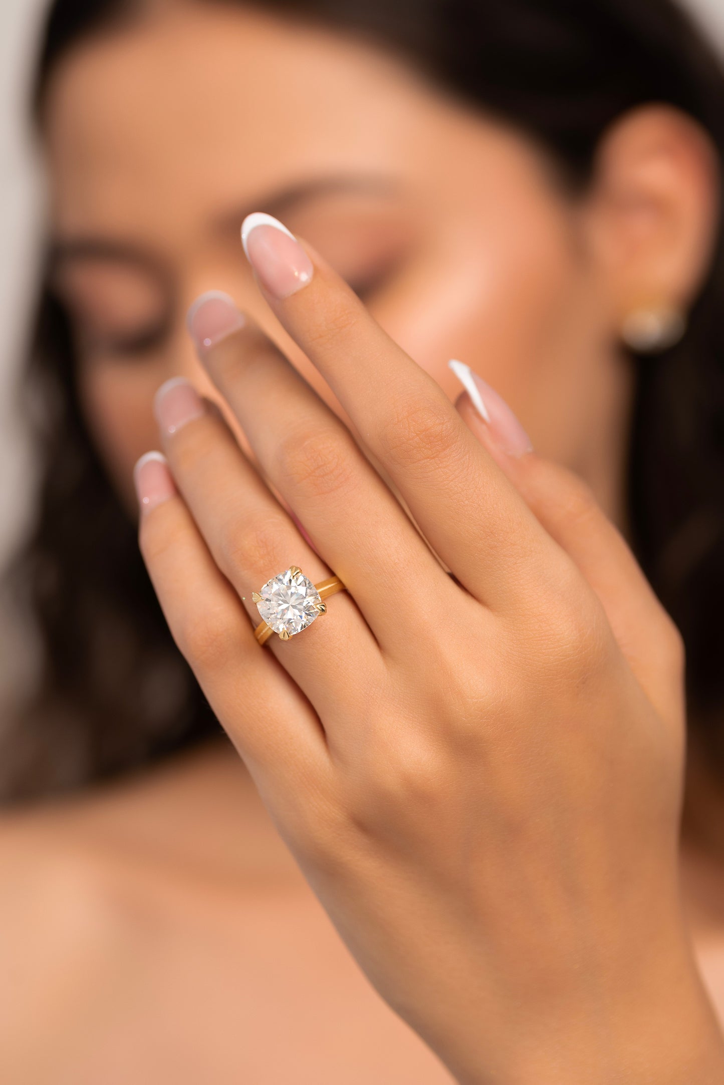 5 Carat Cushion Cut Lab Grown Diamond Twin Band Engagement Ring