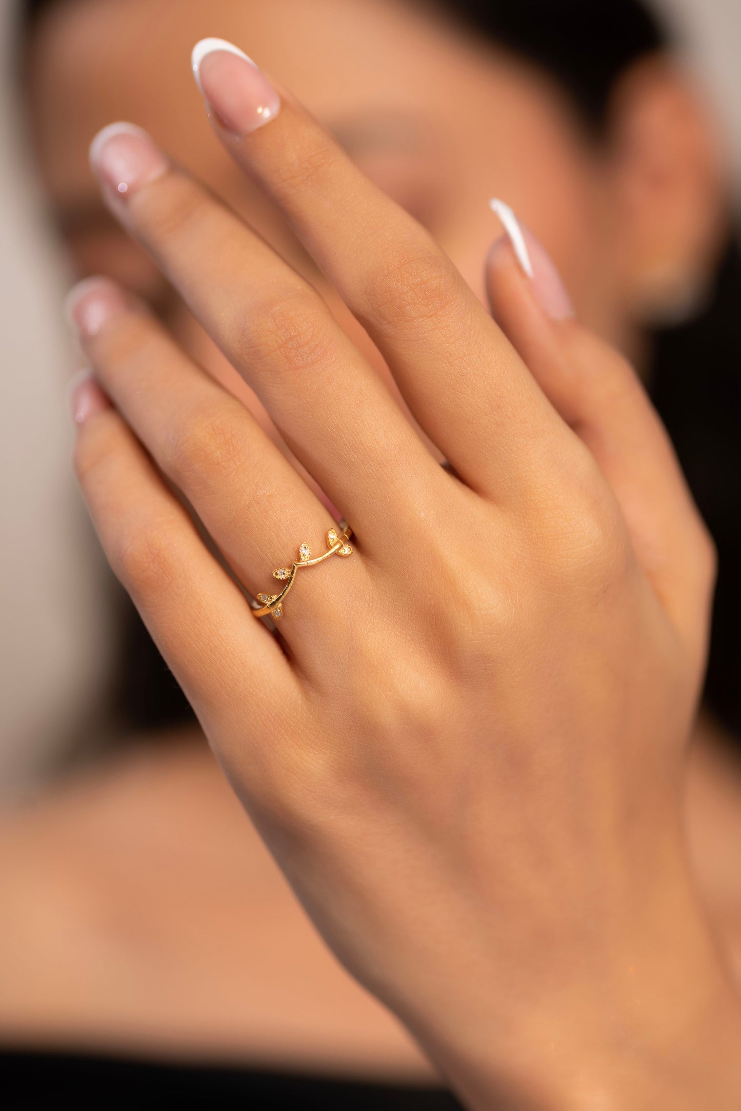 Nature Inspired Diamond Twig Stacking Ring