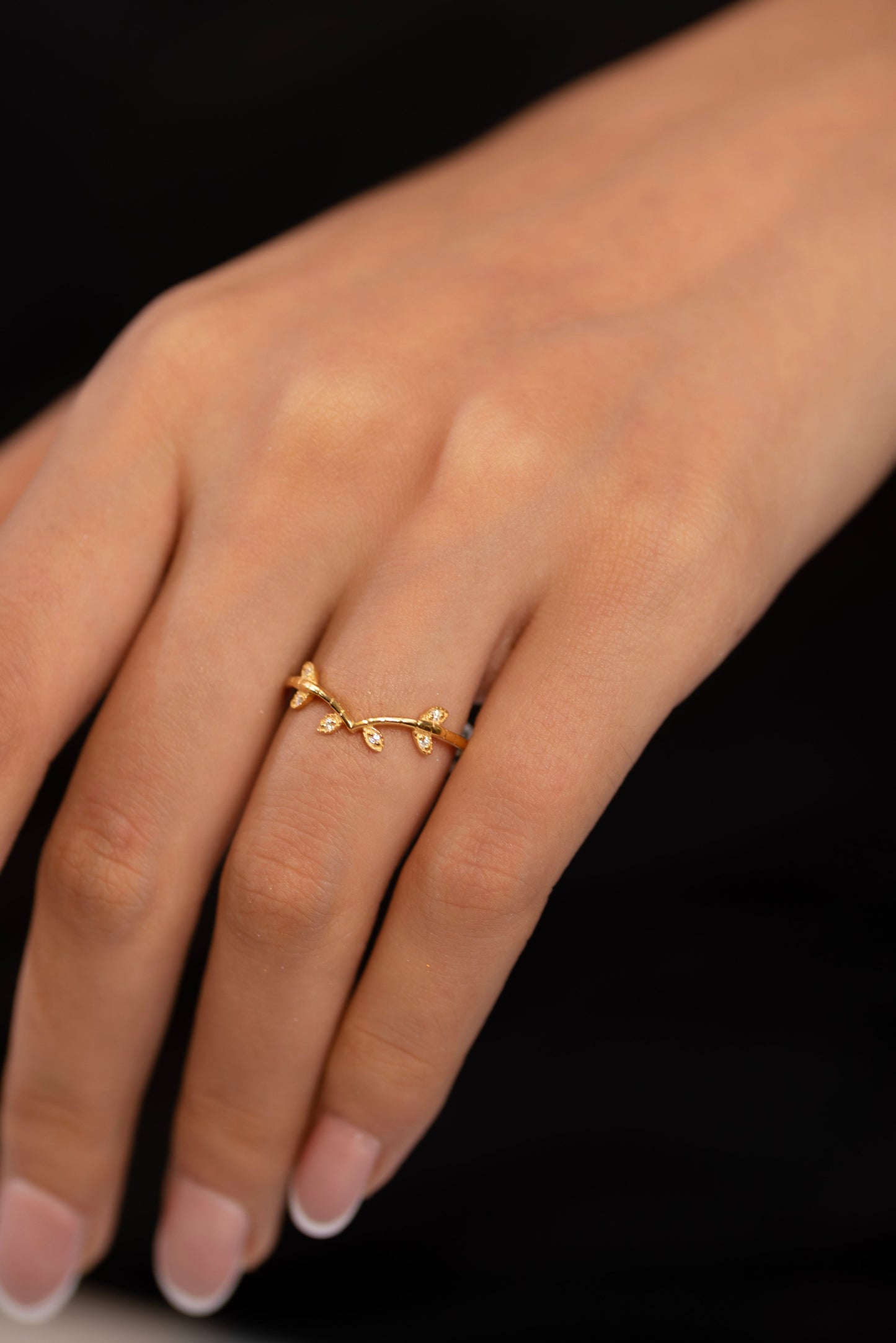 Nature Inspired Diamond Twig Stacking Ring