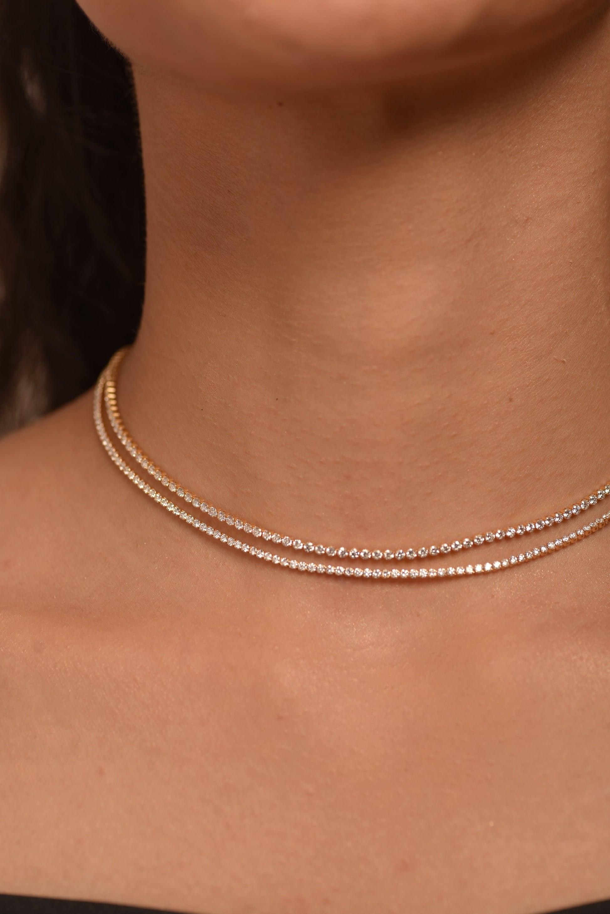 Luxury Diamond Tennis Necklace - 14K/18K White Gold Lab Grown Diamond Choker - Evara Jewelry LLC