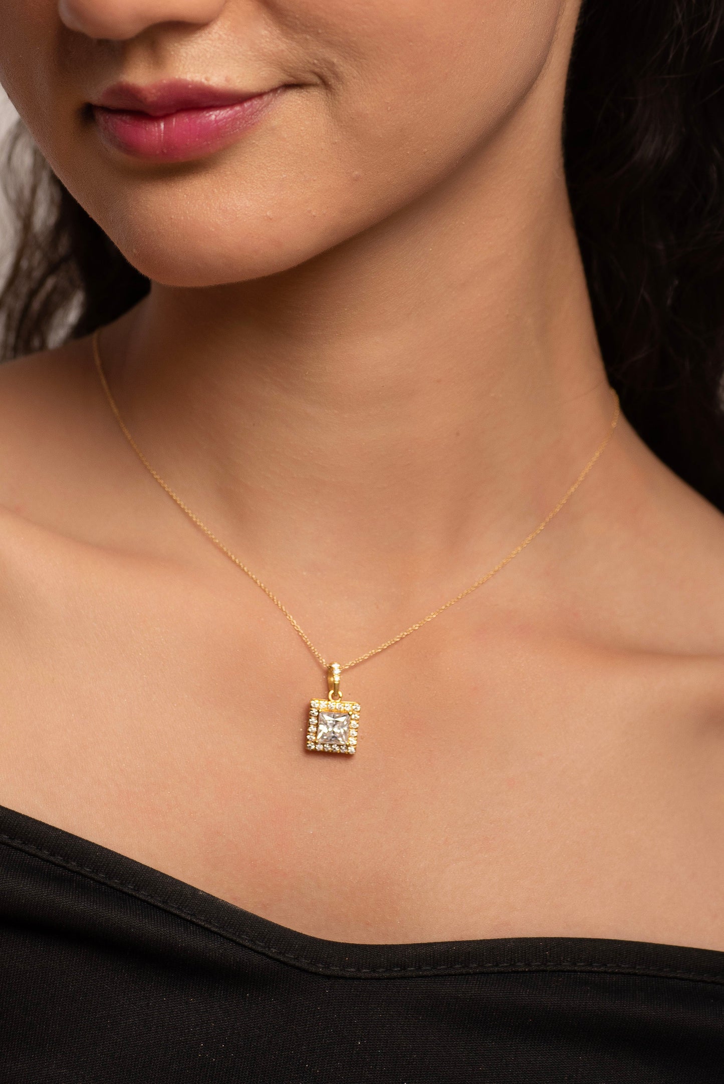2 Carat Princess Cut Halo Diamond Pendant