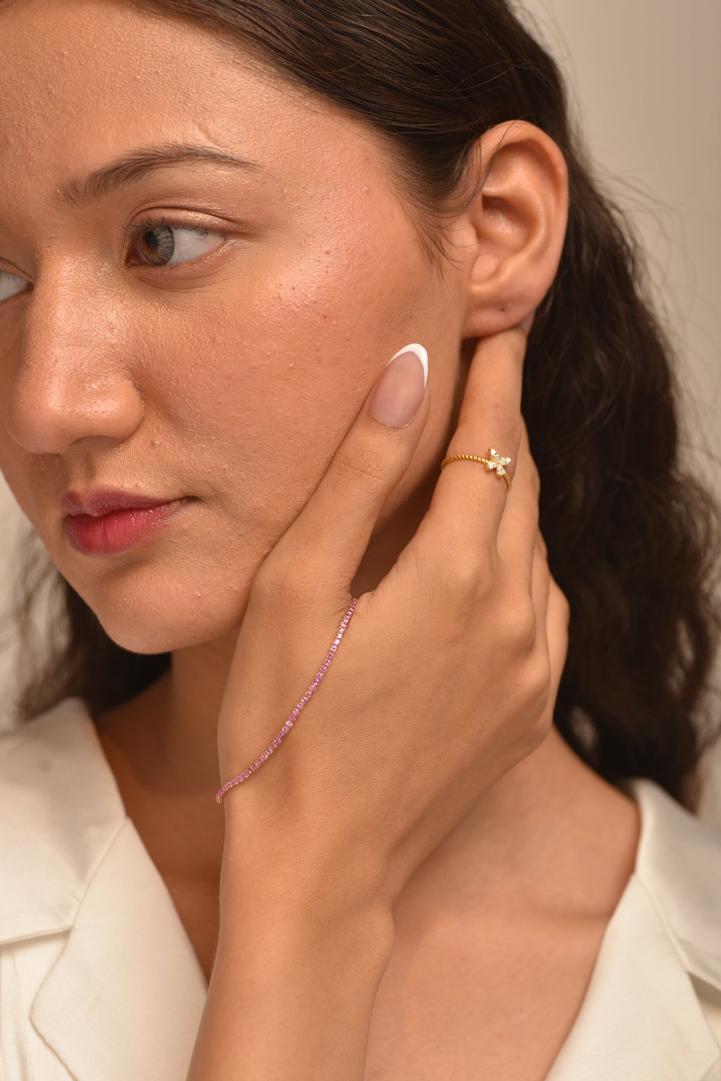 Natural Pink Sapphire Tennis Bracelet in 14K/18K Gold / September Birthstone Bracelet - Evara Jewelry LLC