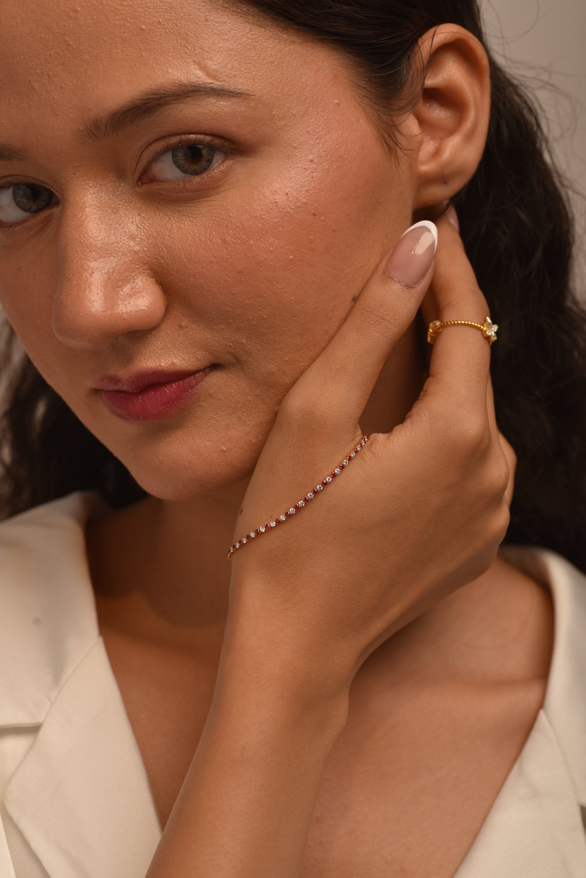 Custom Natural Ruby & Diamond Tennis Bracelet in 14K/18K Gold - Evara Jewelry LLC