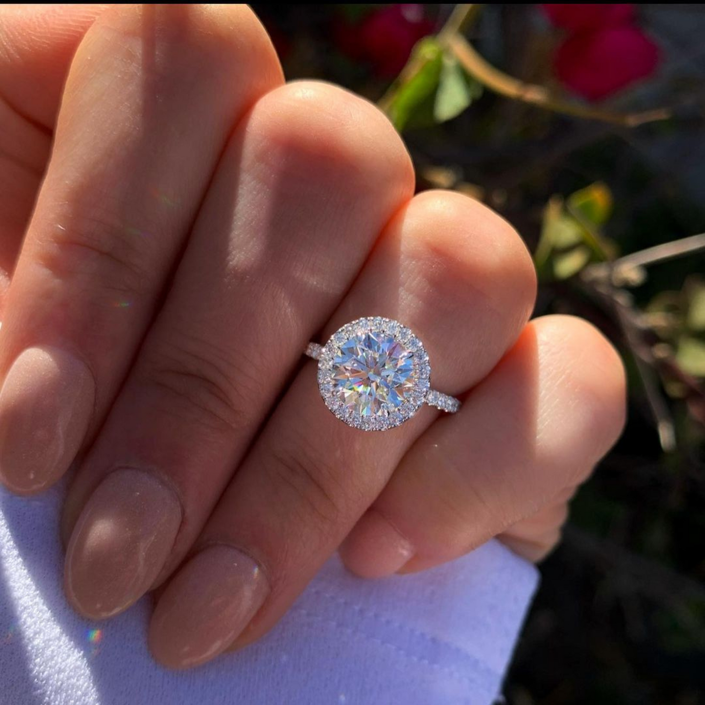 2 Carat Round Cut Halo Diamond Classic Engagement Ring - Evara Jewelry LLC