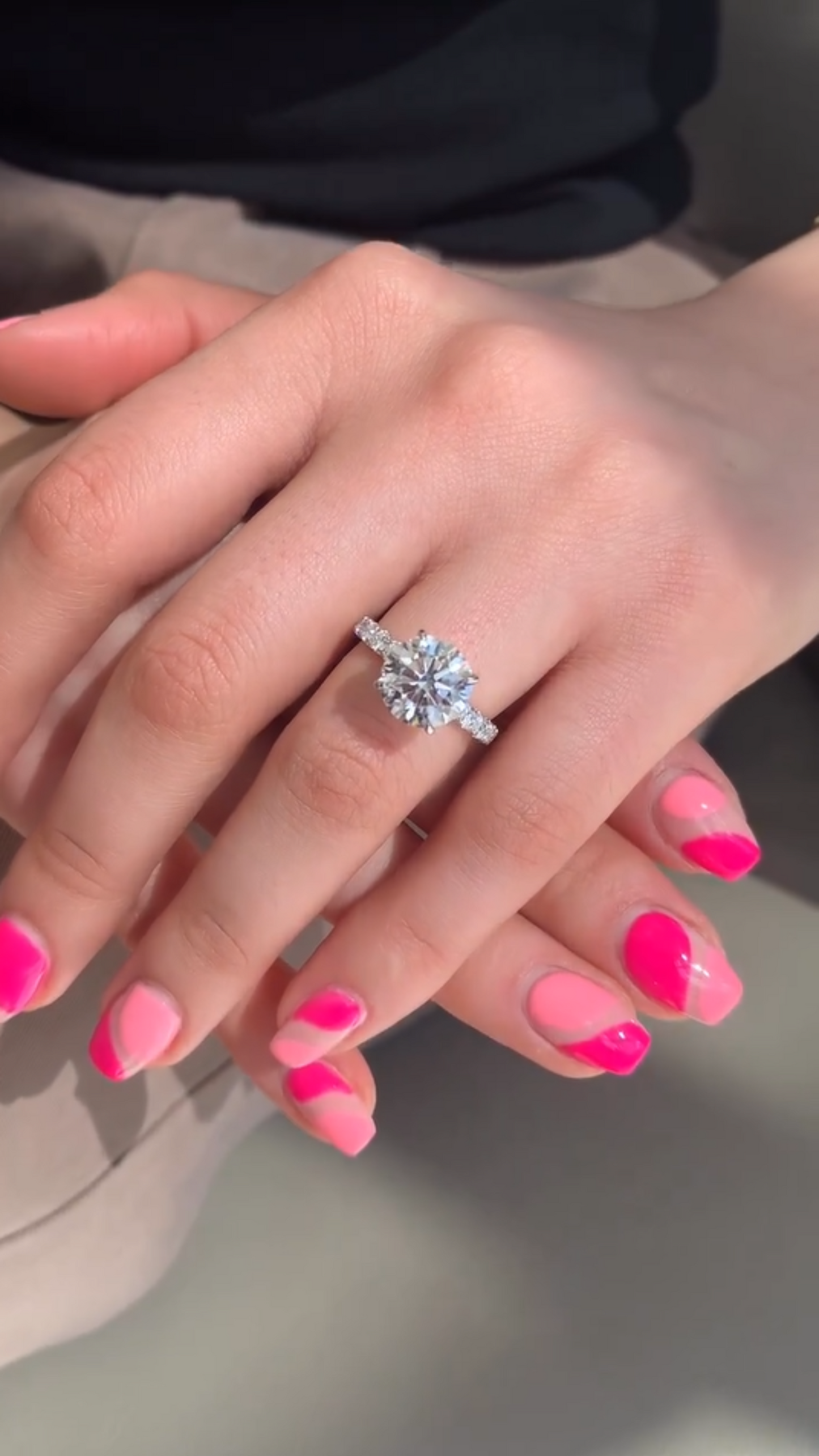 3 Carat Round Lab Grown Diamond Classic Wedding Ring with Pave Band - Evara Jewelry LLC