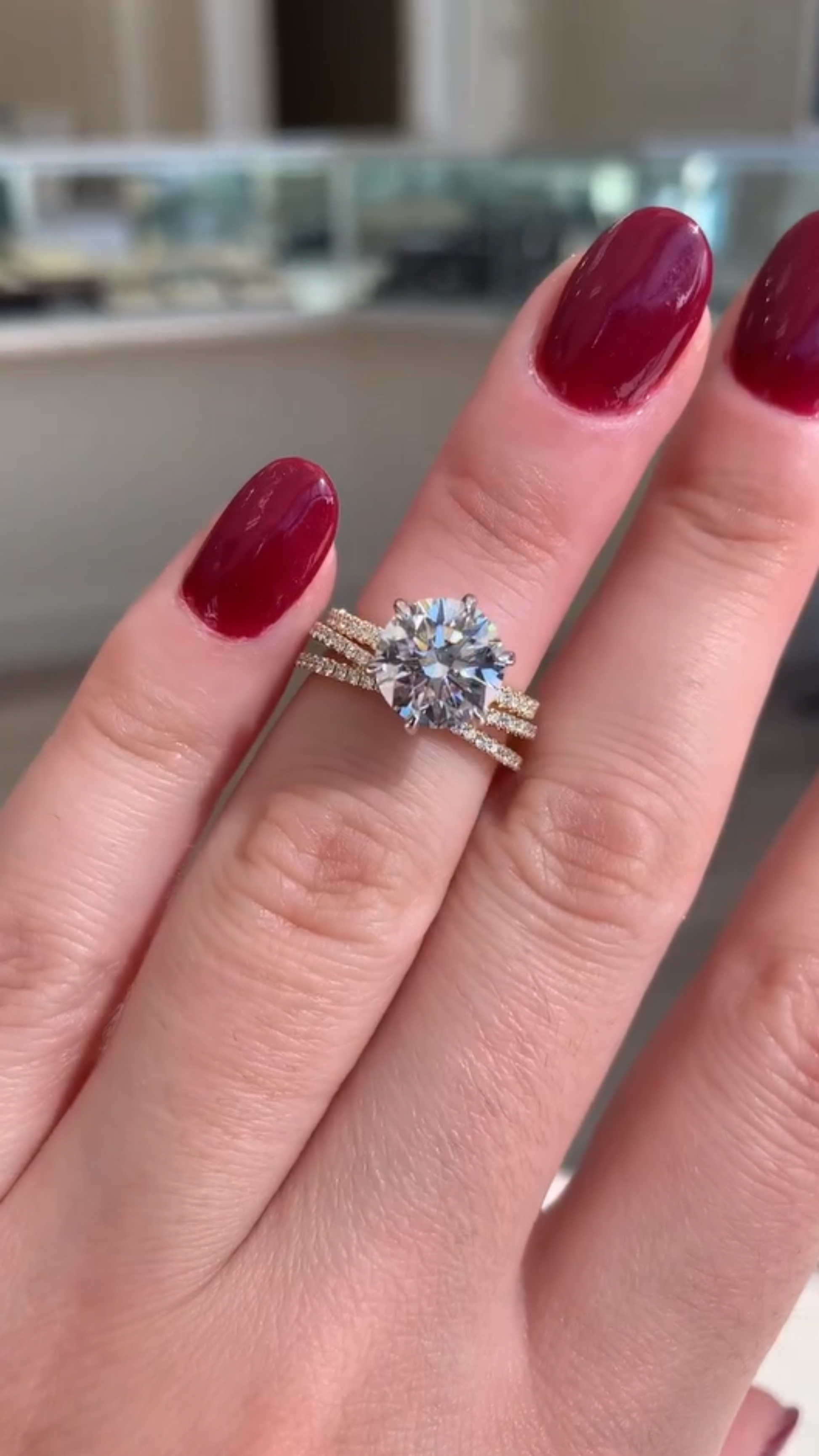 2.50 Carat Round Cut 6 Prongs Engagement Ring with Pave Diamond Band - Evara Jewelry LLC