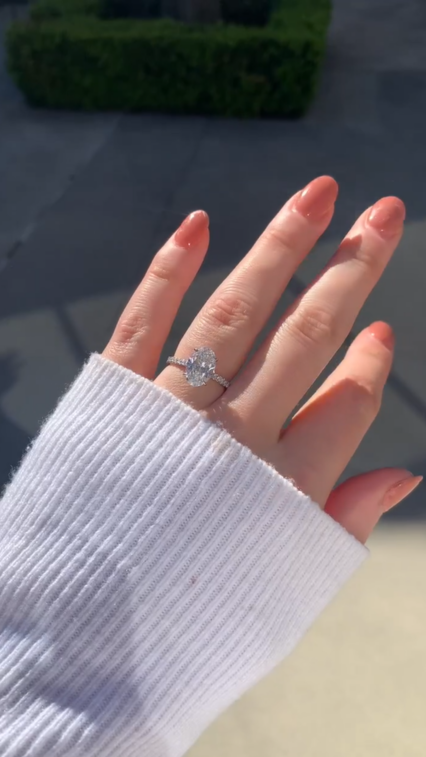 2.50 Carat Oval Cut Prong Set Lab Grown Diamond Engagement Ring with Pave Diamond Band - Evara Jewelry LLC