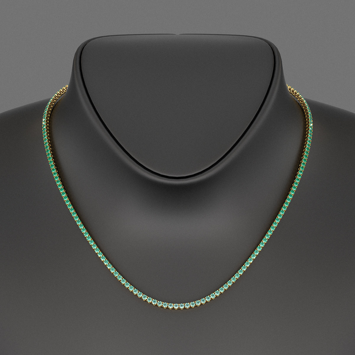 Natural Emerald Ombre Tennis Necklace in 14K/18K Gold