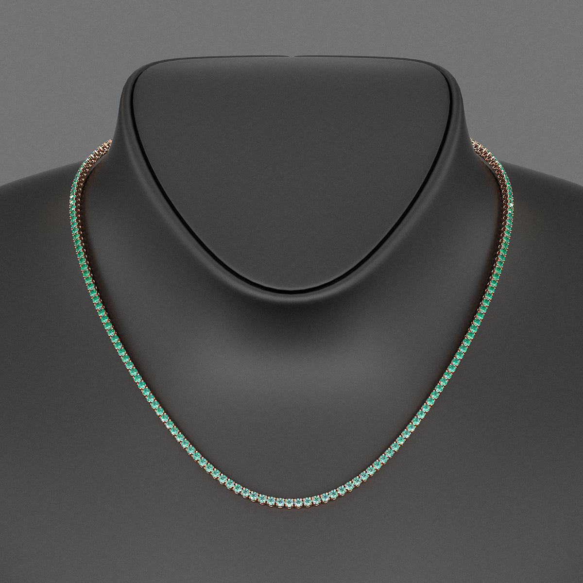 Natural Emerald Ombre Tennis Necklace in 14K/18K Gold