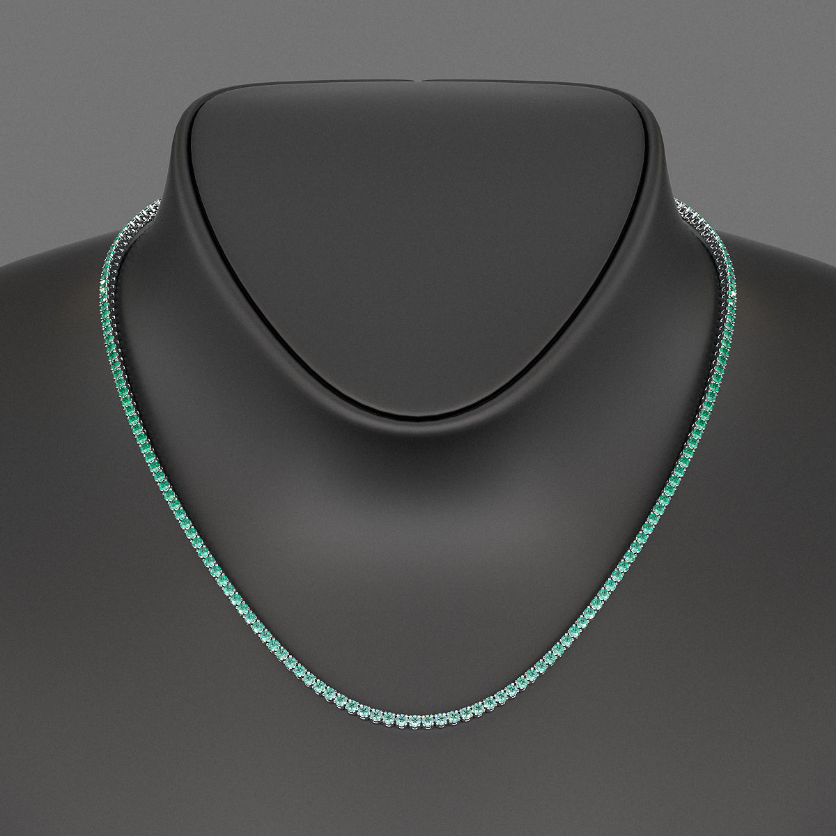 Natural Emerald Ombre Tennis Necklace in 14K/18K Gold