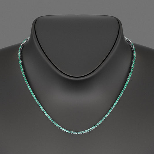 Natural Emerald Ombre Tennis Necklace in 14K/18K Gold
