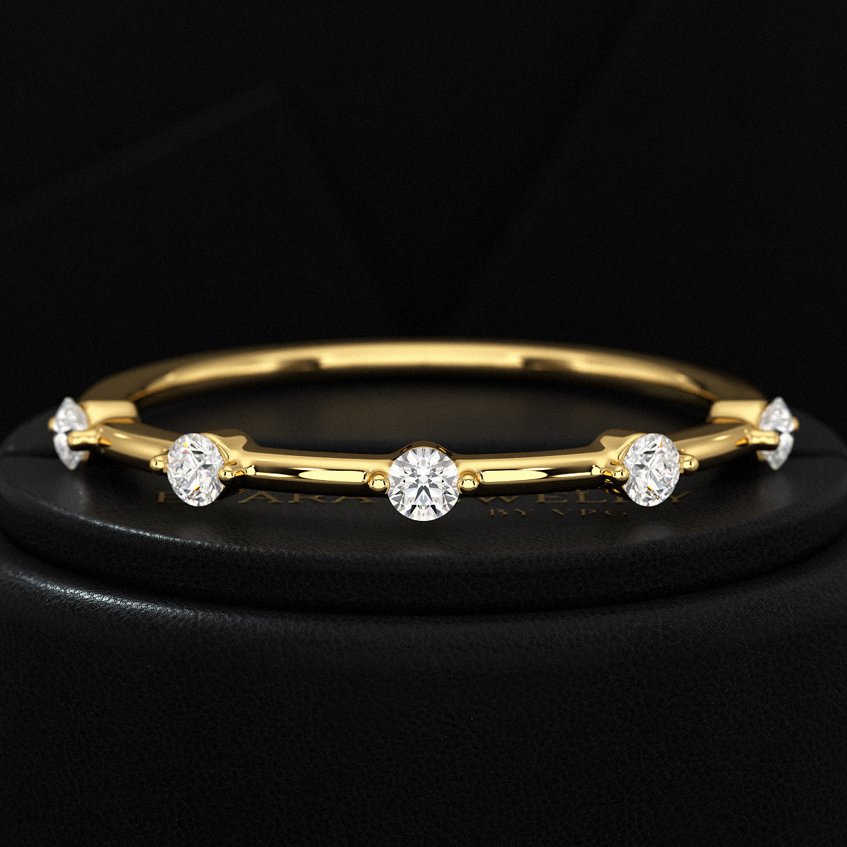 Round Cut Thin Wedding Stacking Band with Lab Grown Diamond - Evara Jewelry LLC