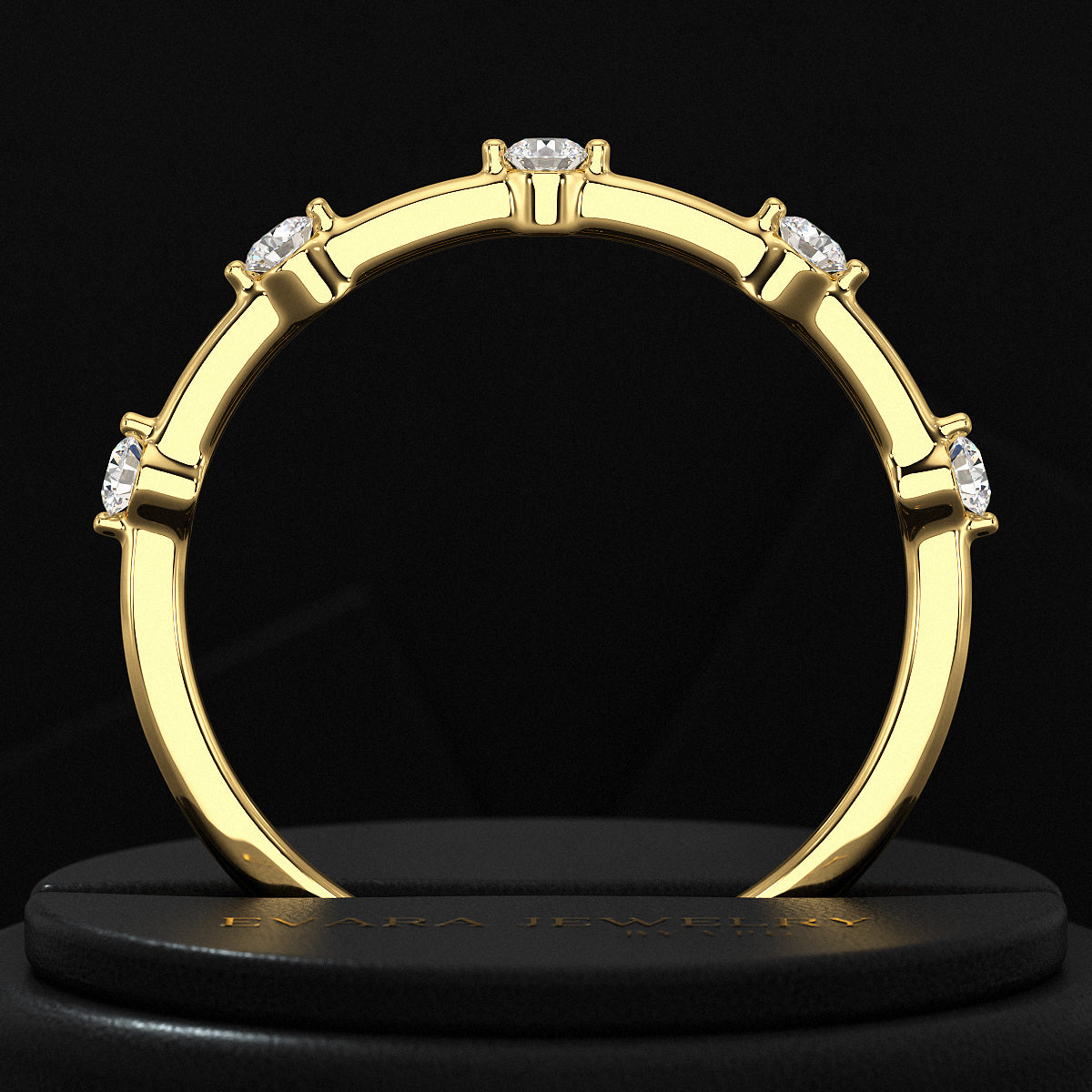 Round Cut Thin Wedding Stacking Band with Lab Grown Diamond - Evara Jewelry LLC