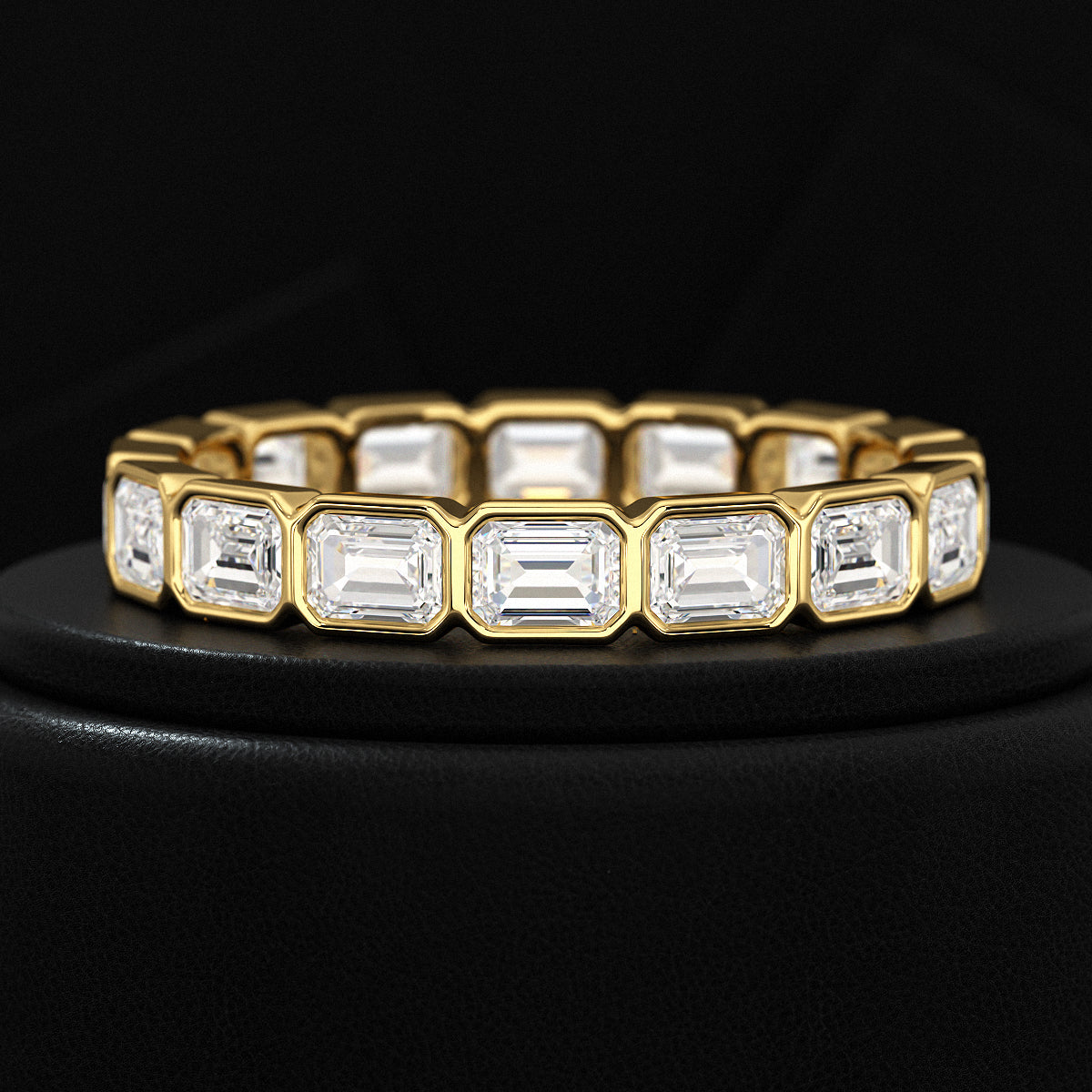 2.25 Carat Emerald Cut Bezel Set Lab Grown Diamond Eternity Band - Evara Jewelry LLC